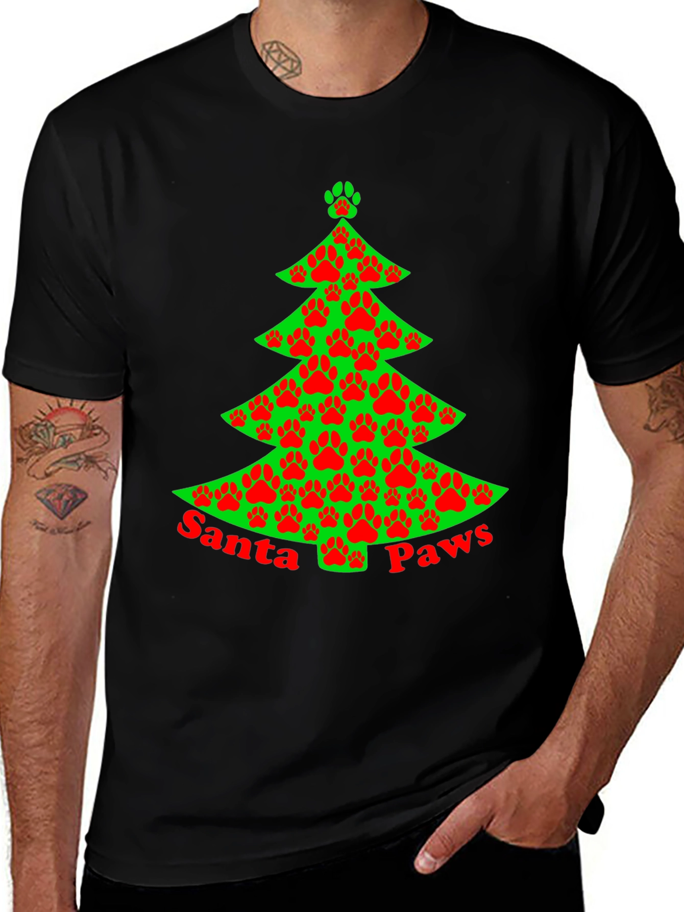 Santa Paws Christmas Tree Graphic Tee