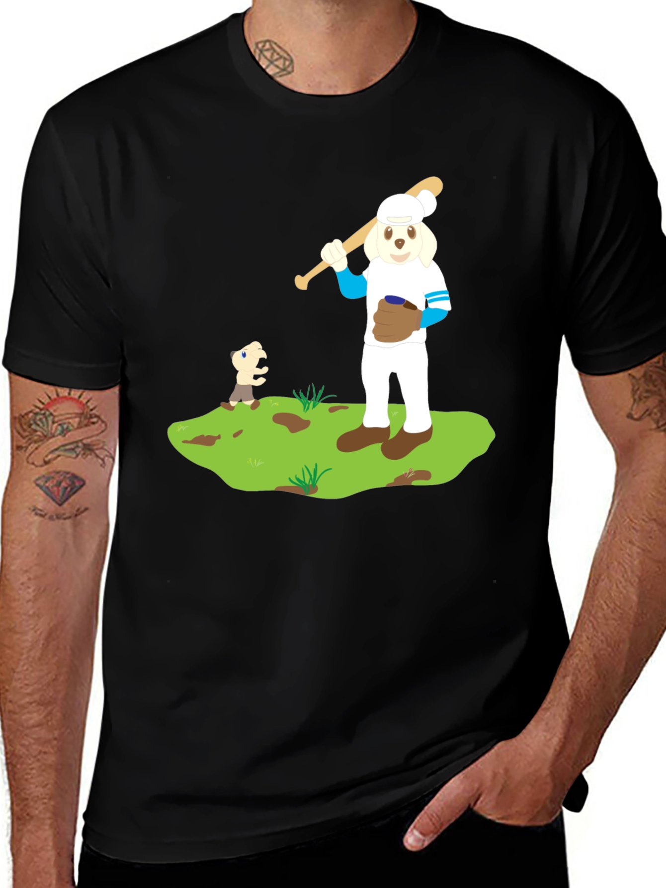 Variant 30 of Baseball Dog Cartoon Graphic T-Shirt