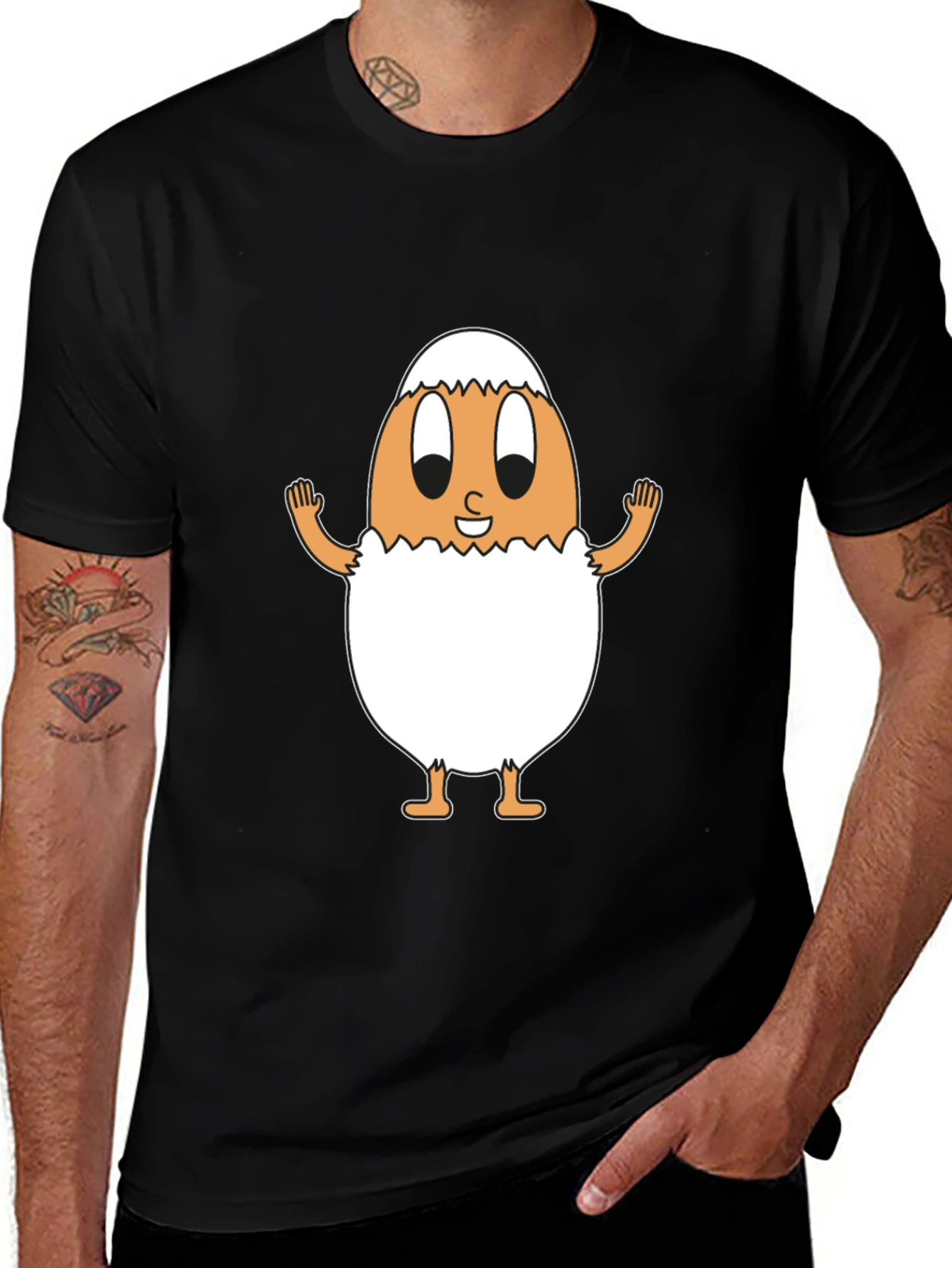 Variant 21 of Funny Egg Cartoon Black T-Shirt