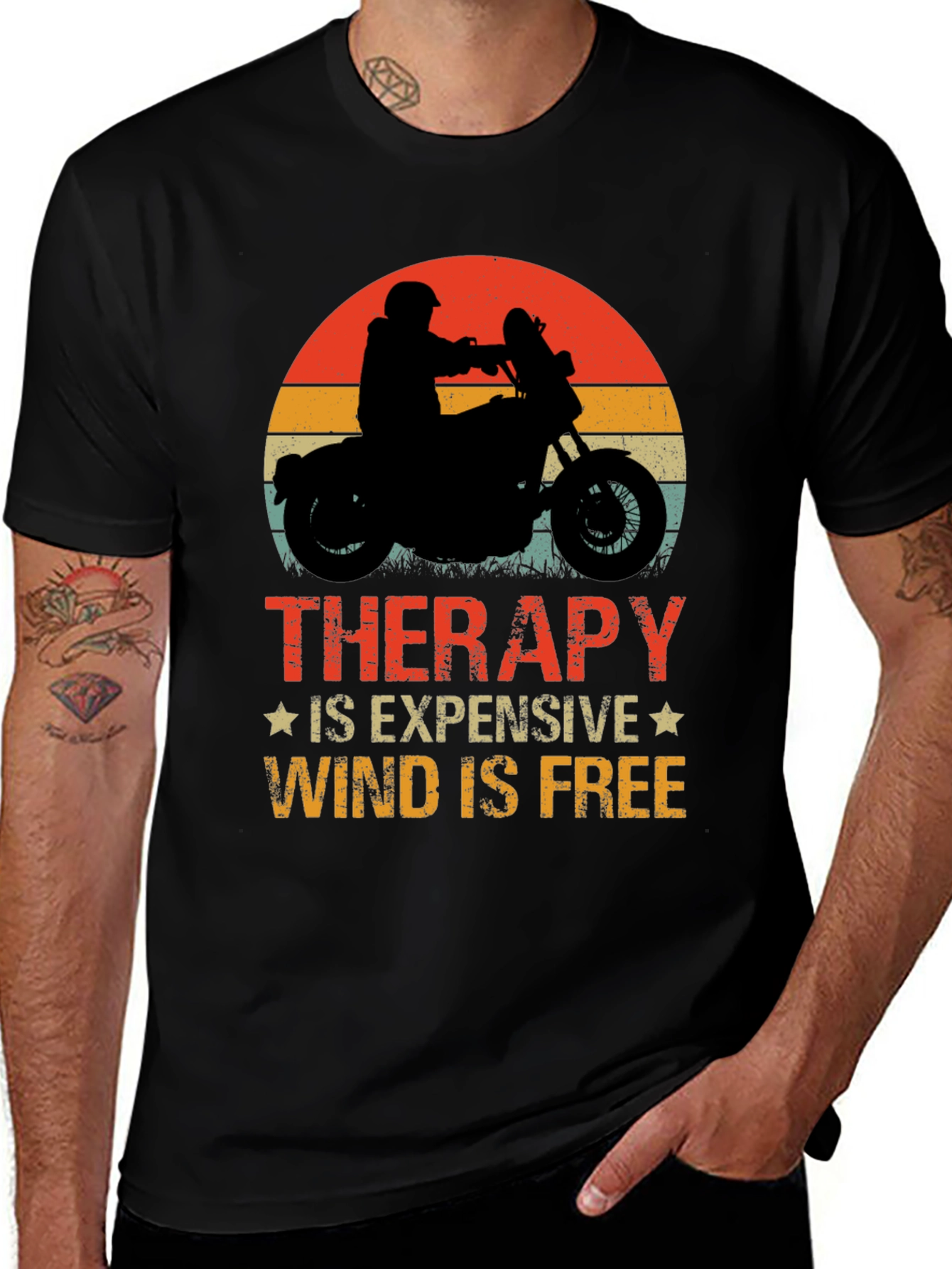 Therapy is Expensive Wind is Free Biker T-Shirt