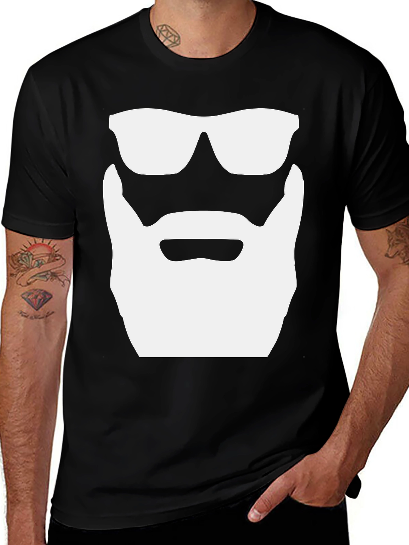 Variant 22 of Cool Beard & Shades Graphic Tee - Classic Black T-Shirt
