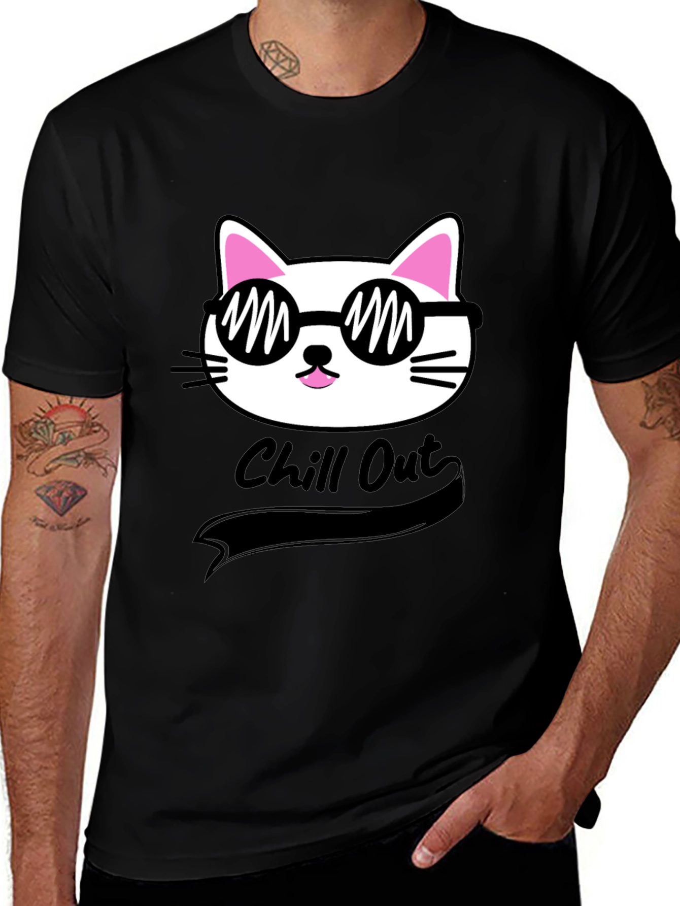 Variant 30 of Chill Out Cat T-Shirt - Cool Graphic Tee