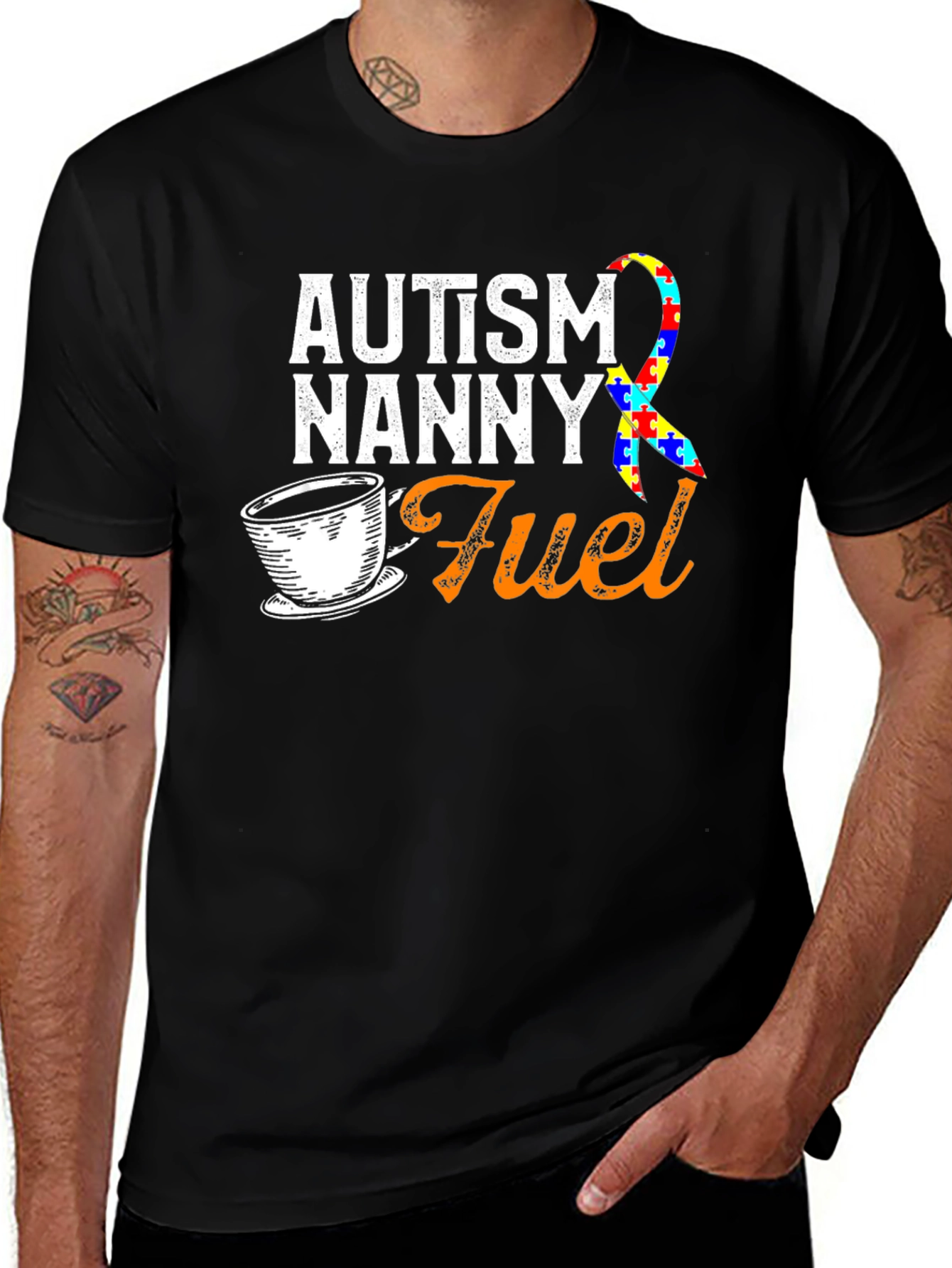 Autism Nanny Fuel T-Shirt Awareness Ribbon