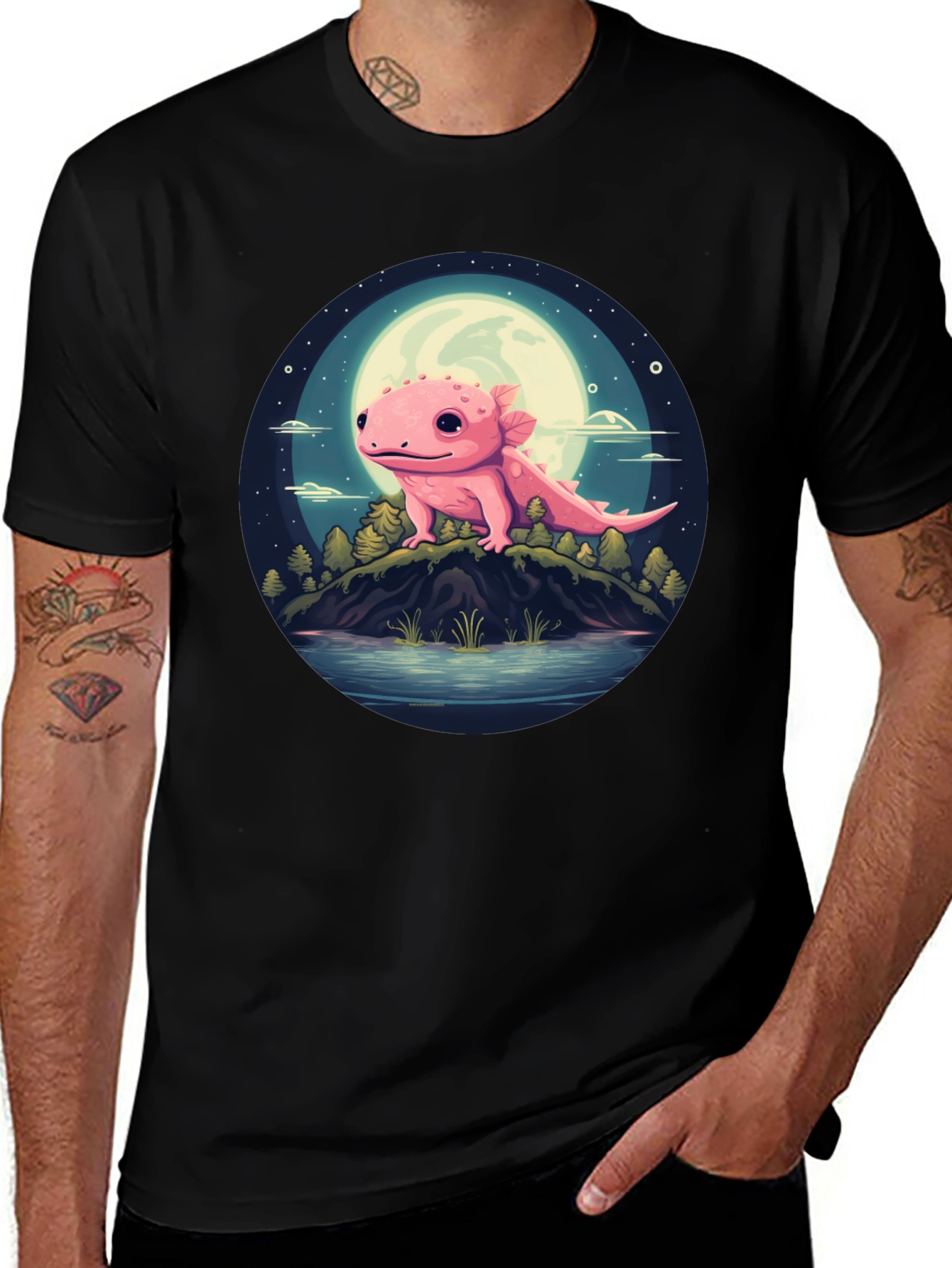 Variant 22 of Axolotl Moon T-Shirt - Unique Graphic Tee