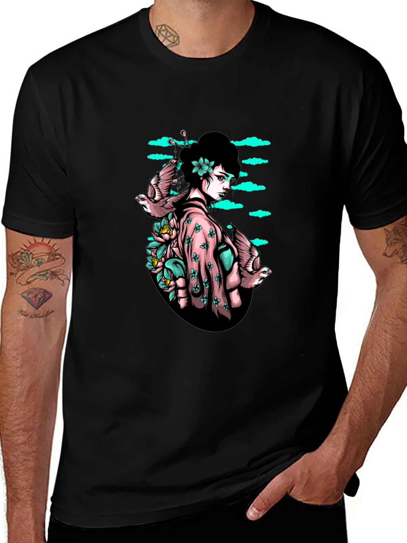 Variant 6 of Geisha & Birds Graphic T-Shirt