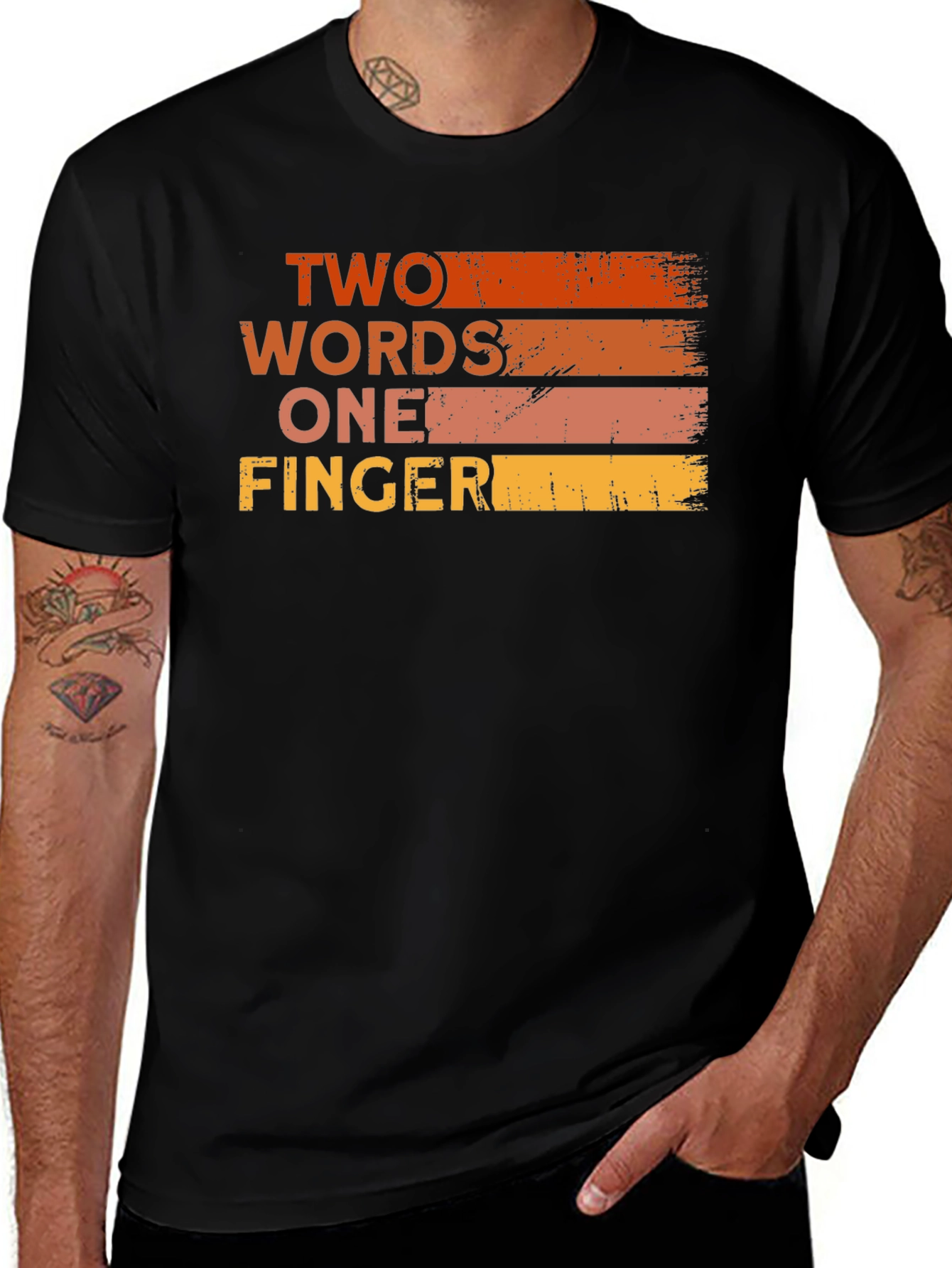 Variant 29 of Two Words One Finger Graphic T-Shirt - Funny Novelty Tee