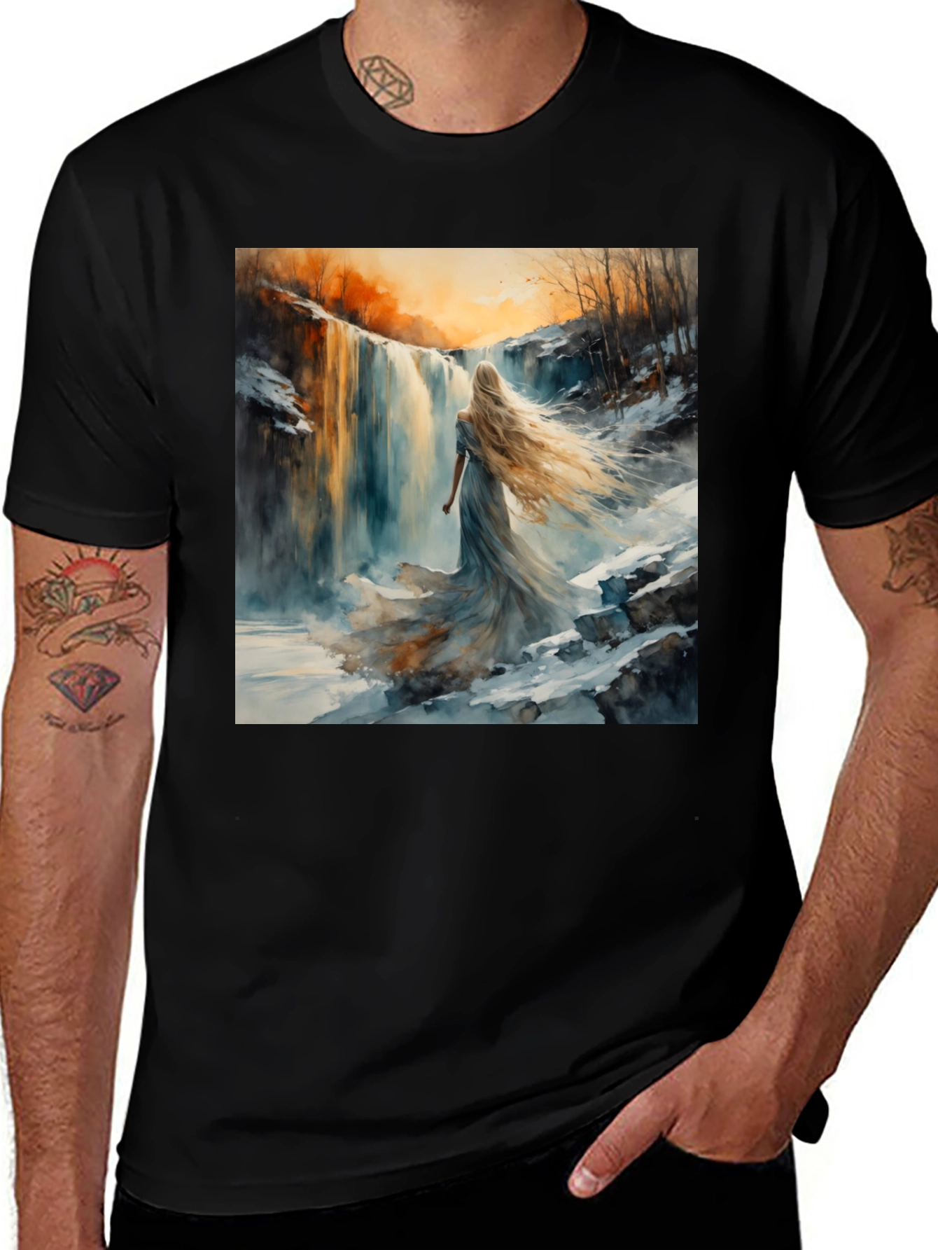 Variant 12 of Waterfall Maiden Graphic Tee - Stylish Comfort
