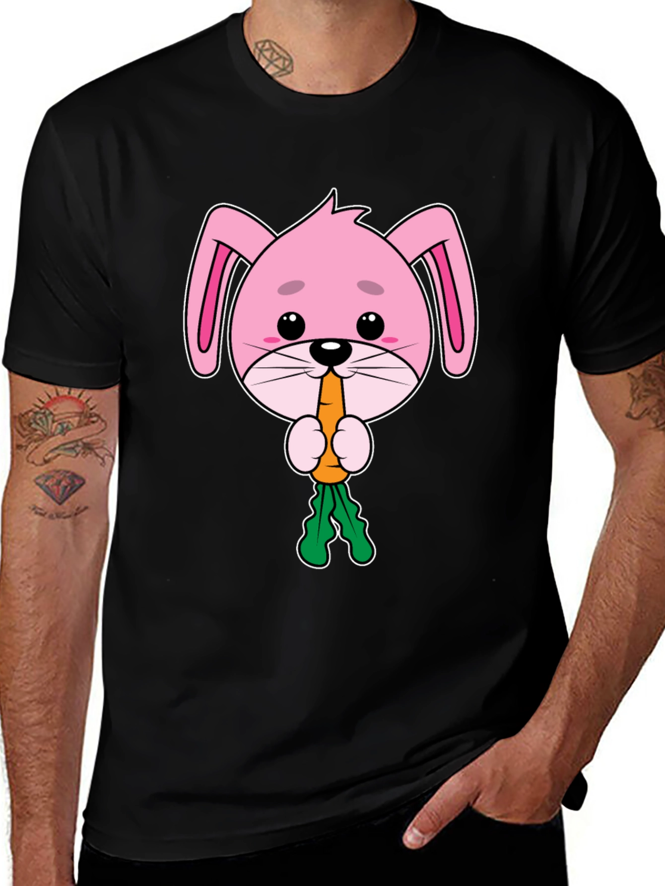 Variant 25 of Cute Bunny Eating Carrot Graphic Tee