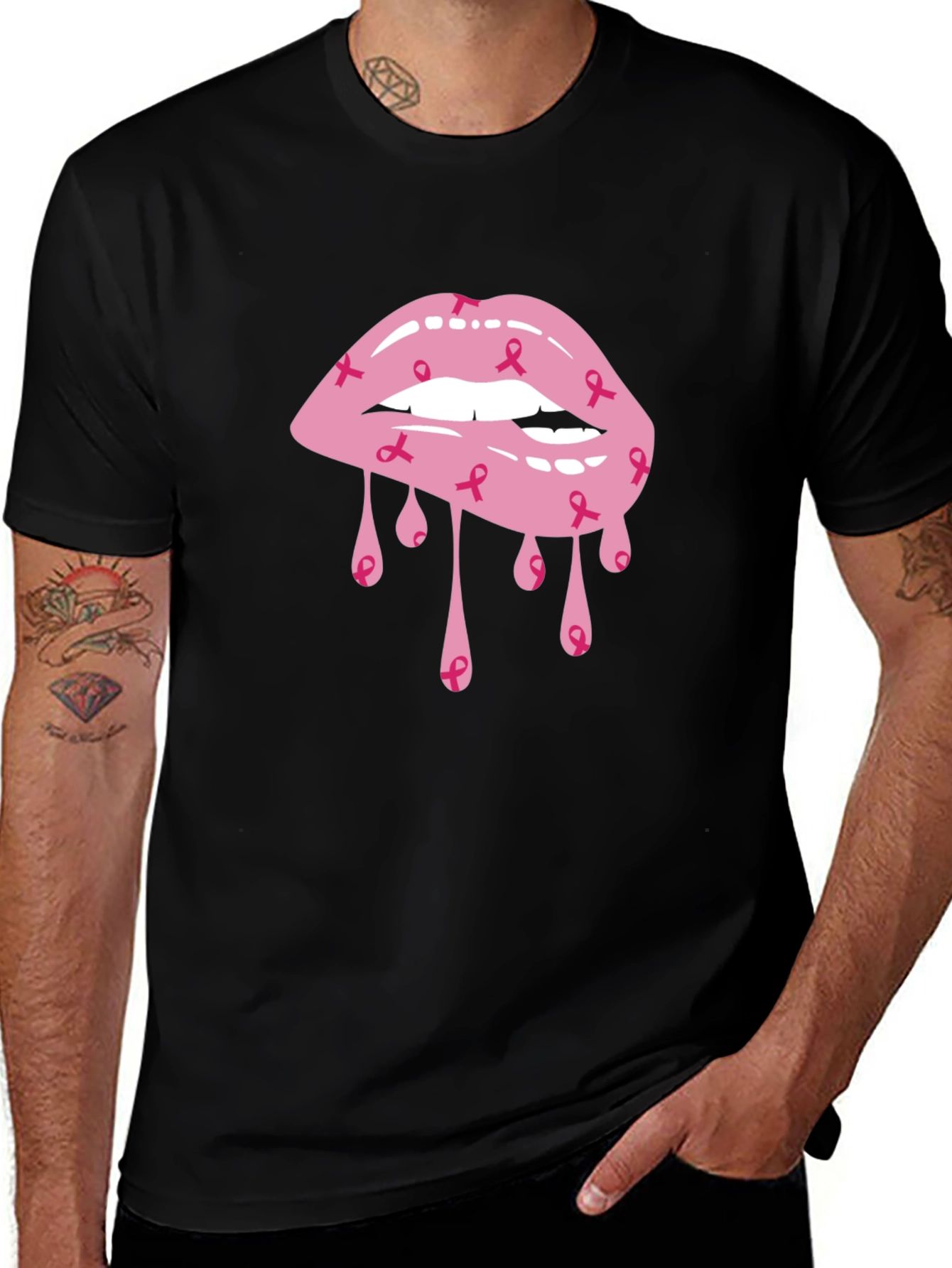 Breast Cancer Awareness Lips Graphic Tee