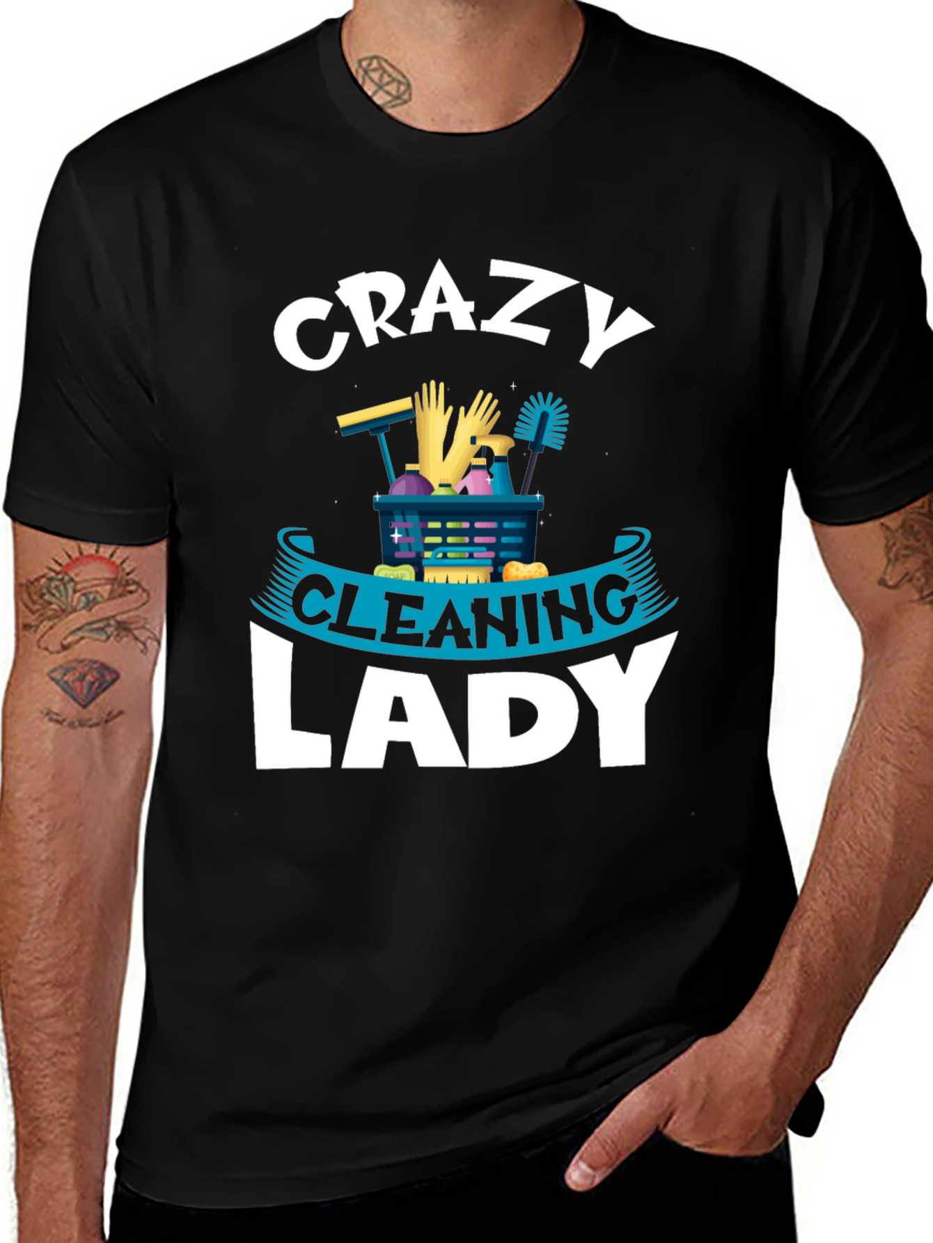 Variant 21 of Crazy Cleaning Lady Graphic T-Shirt