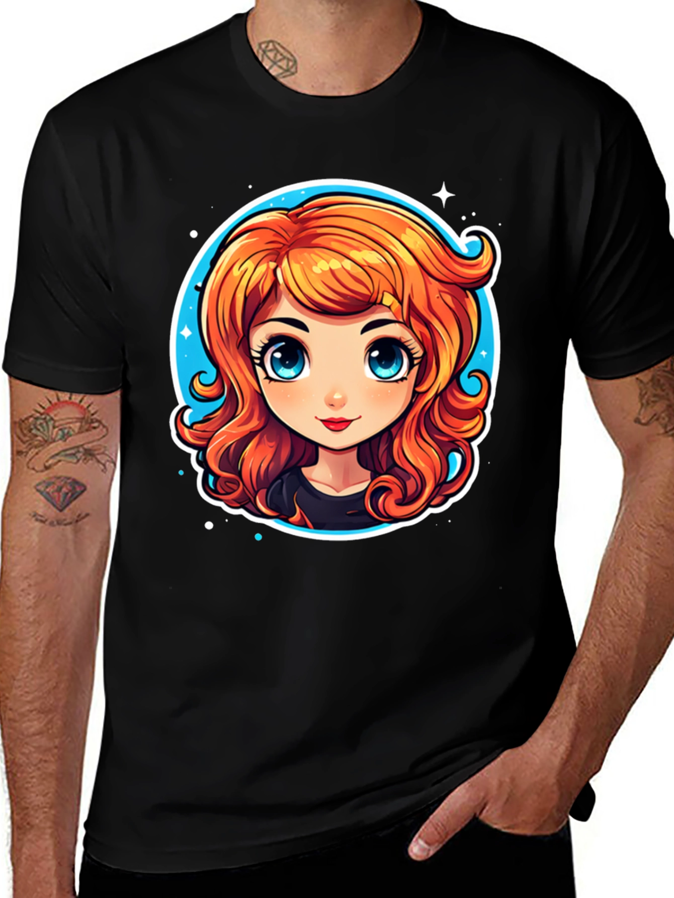 Variant 3 of Anime Girl Graphic Black Tee