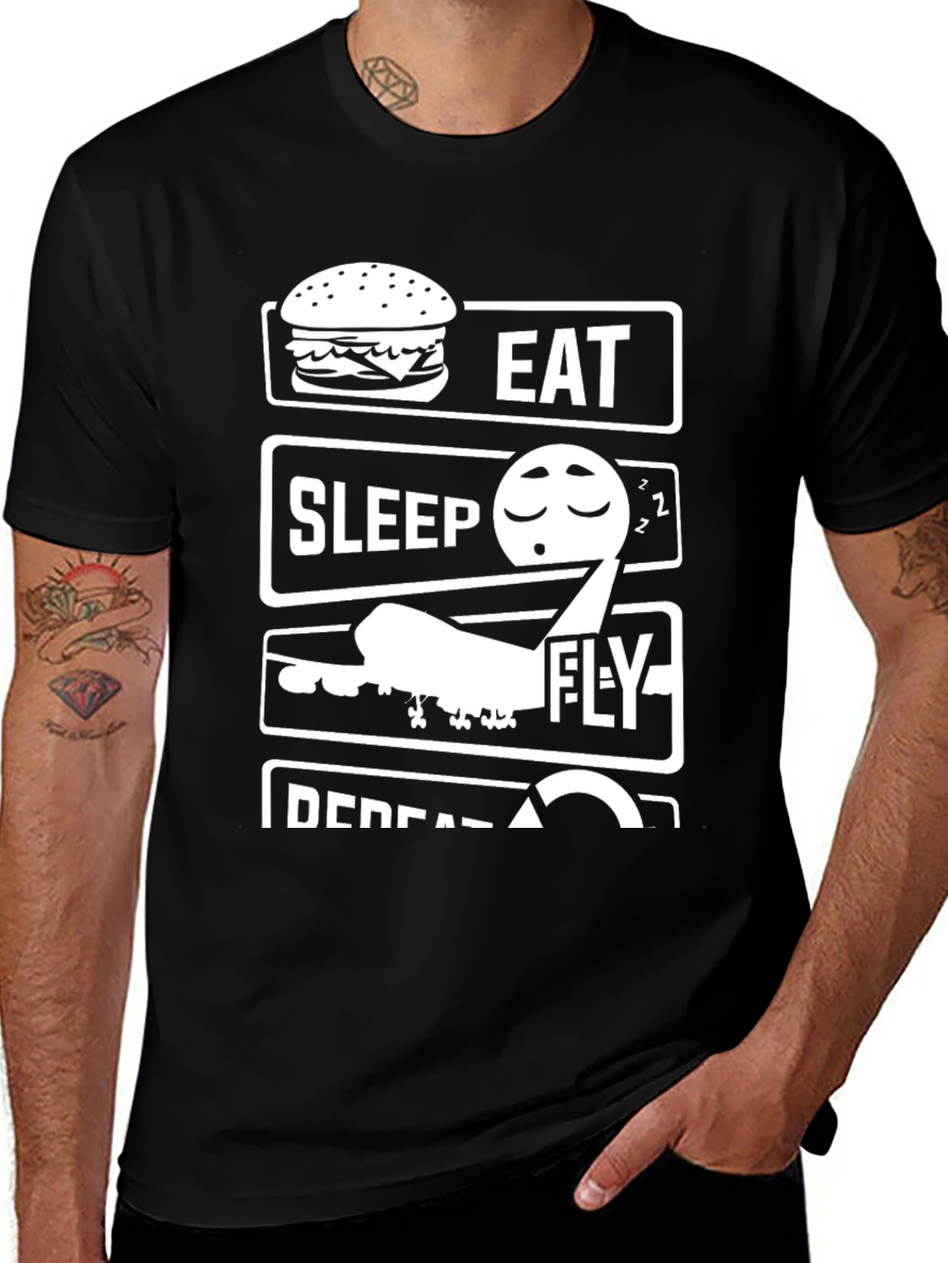 Variant 14 of Eat Sleep Fly Repeat T-Shirt - Aviation Lover's Tee