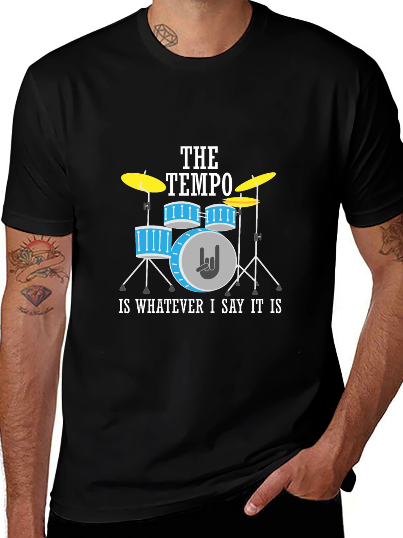 Variant 12 of The Tempo Drummer T-Shirt - Rock Music Humor Tee