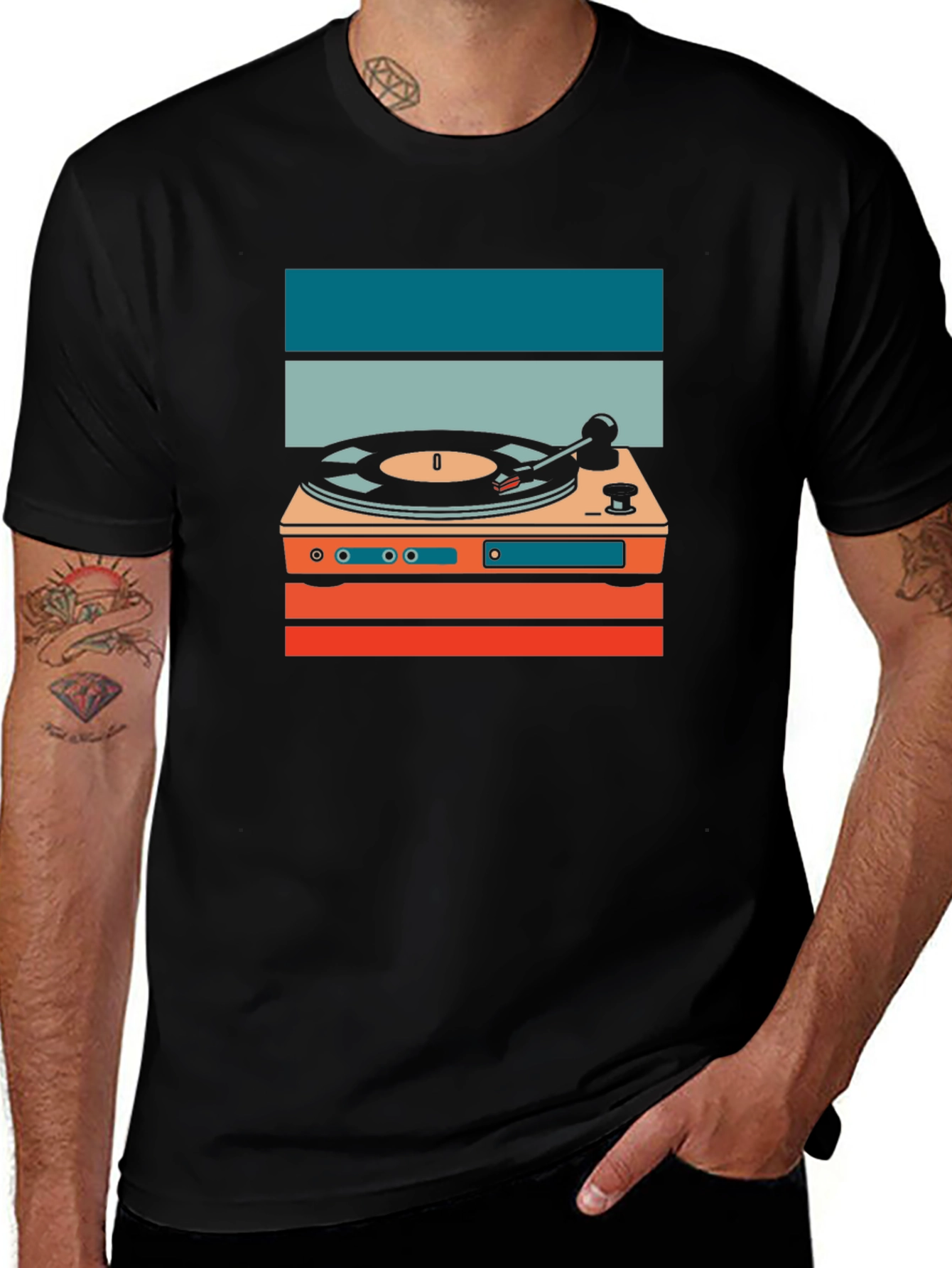 Variant 5 of Retro Turntable Graphic Tee - Vintage Music Lover Shirt