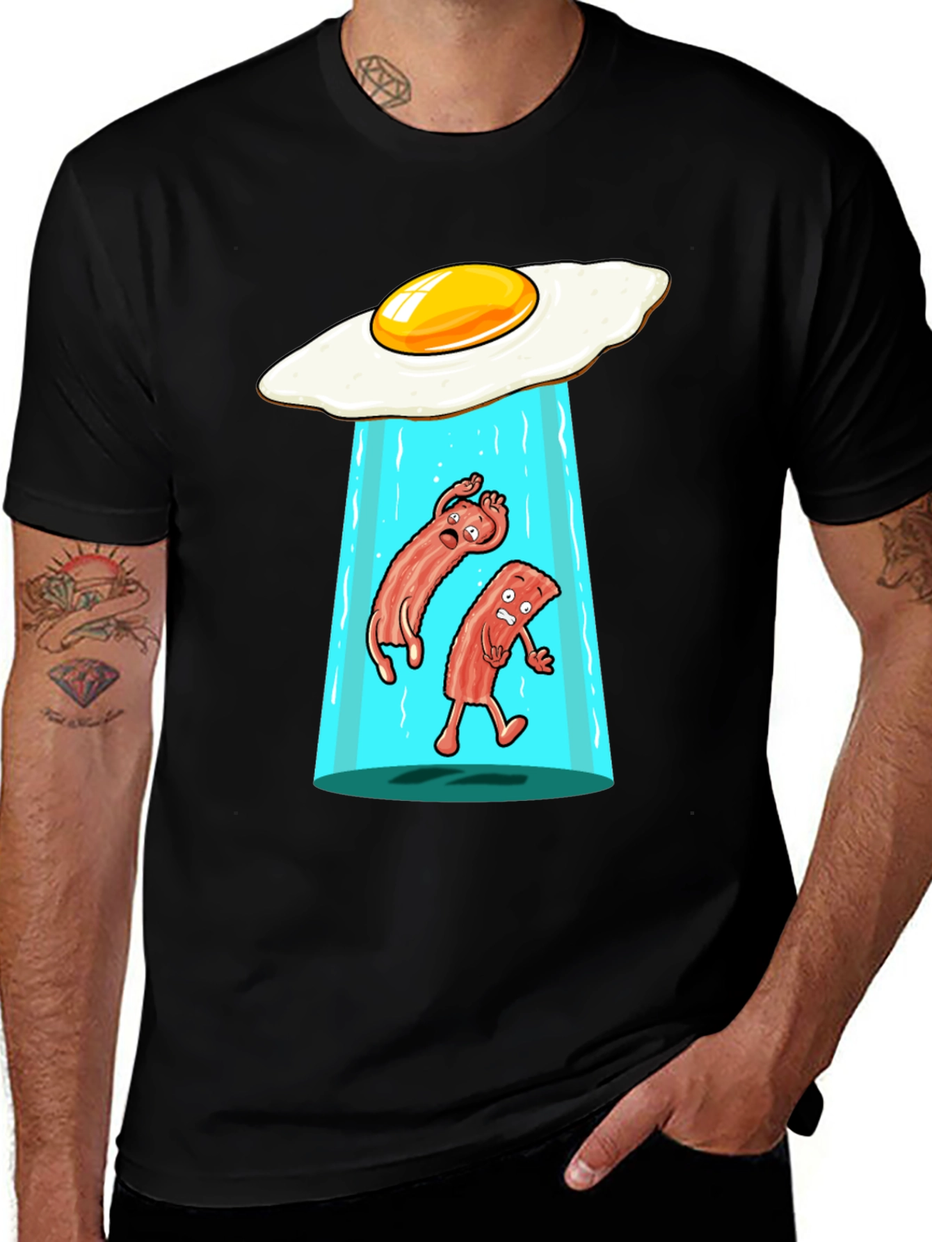 Variant 17 of Funny Alien Abduction Breakfast T-Shirt