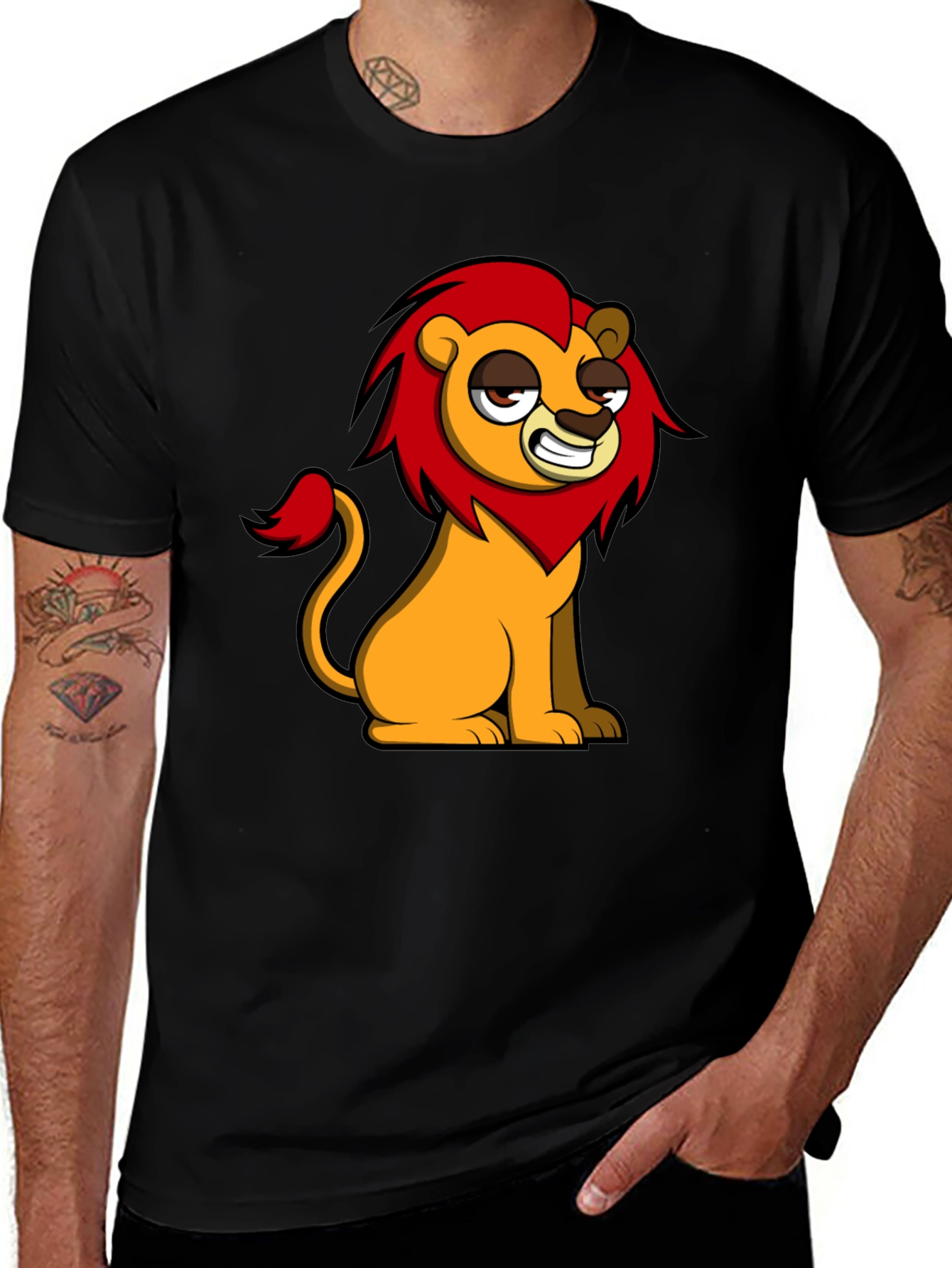Variant 8 of Cool Lion Graphic Tee - Black Cotton T-Shirt