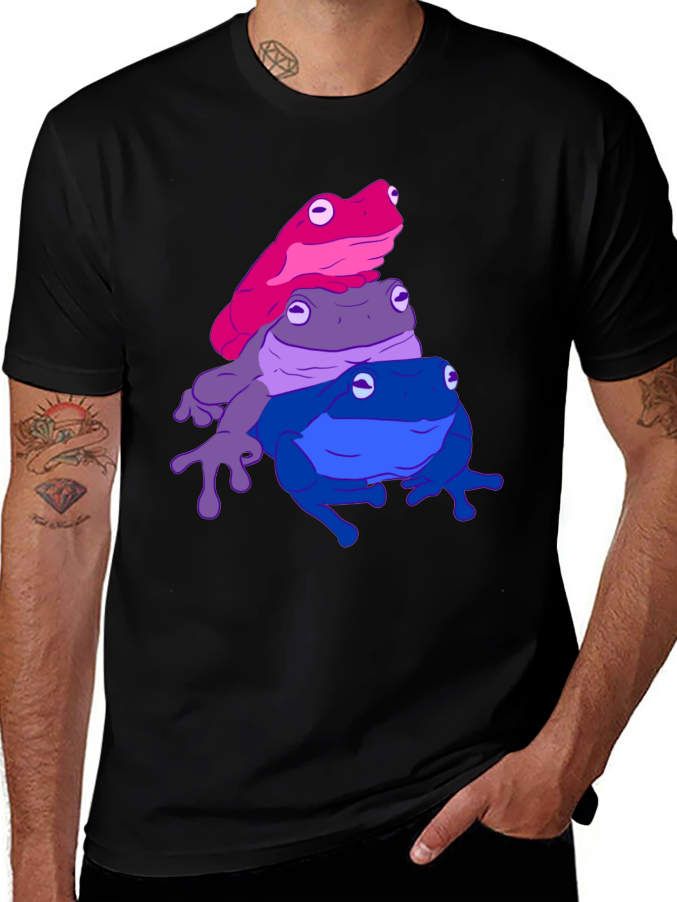 Frog Pile T-Shirt - Bi Pride Colors Graphic Tee