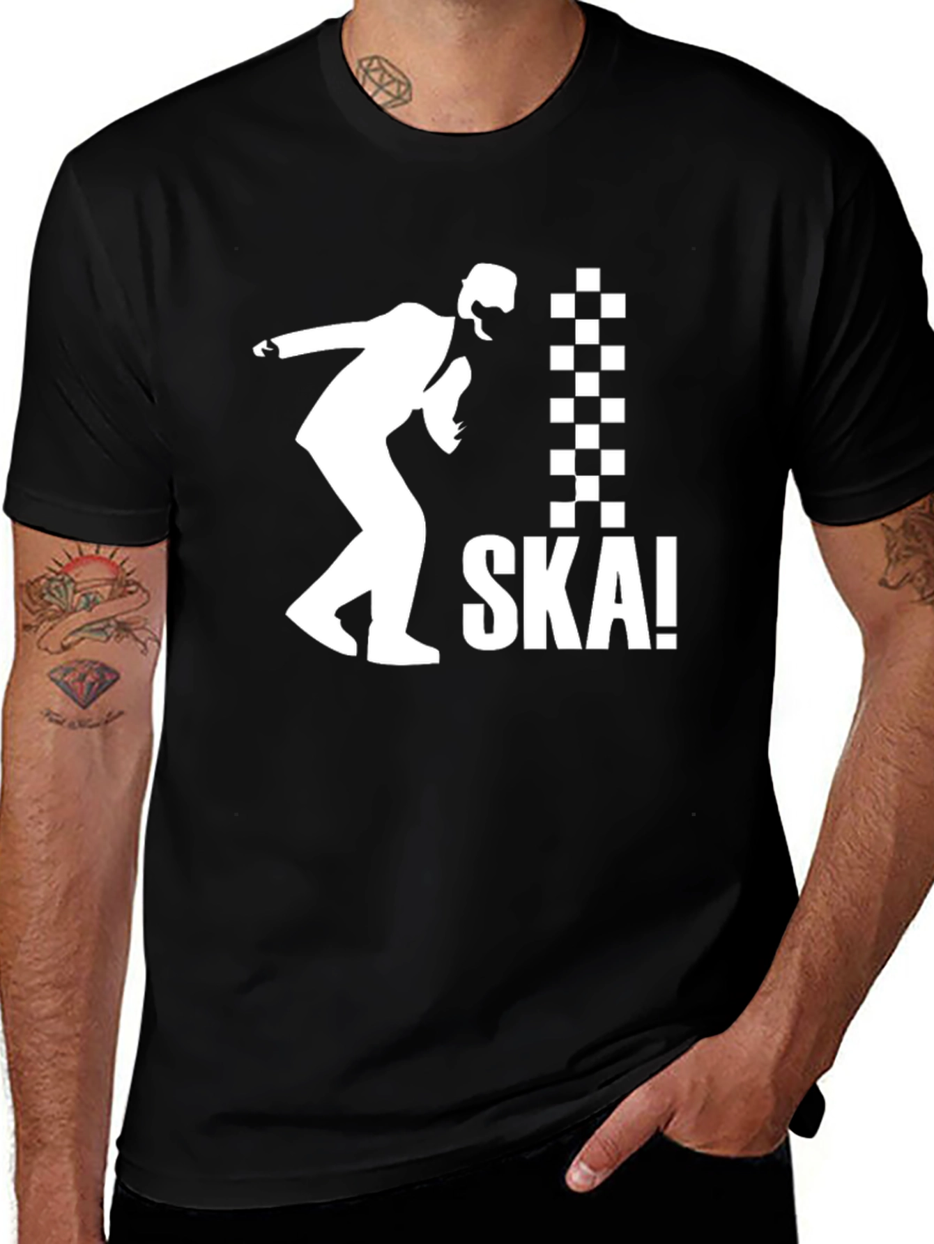 SKA! T-Shirt - Black & White Ska Dancing Design