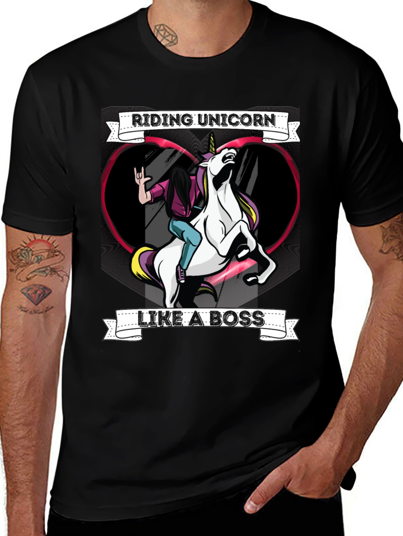Variant 19 of Riding Unicorn Like a Boss Graphic Tee