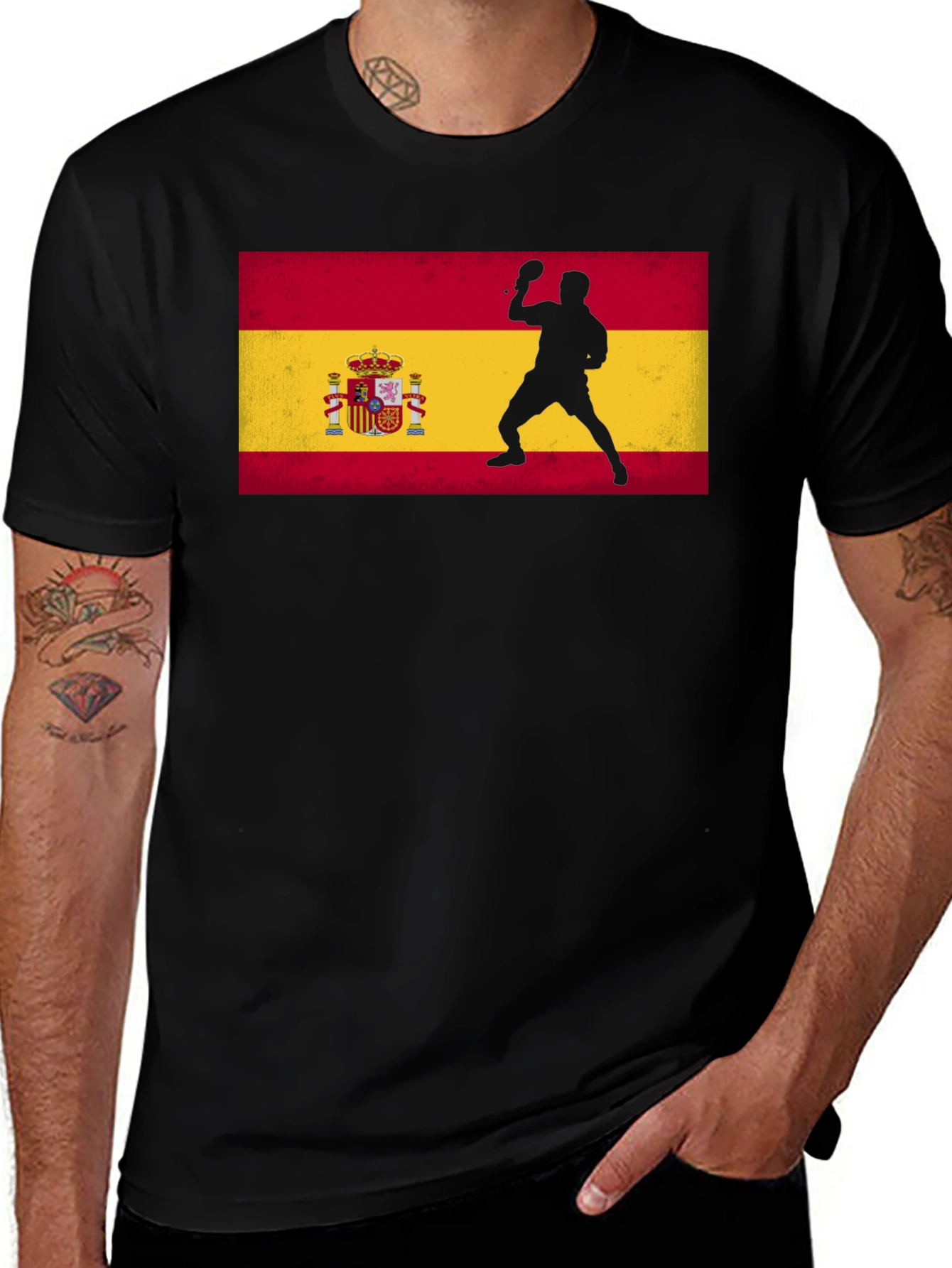 Variant 6 of Spain Flag Ping Pong Player Graphic Tee