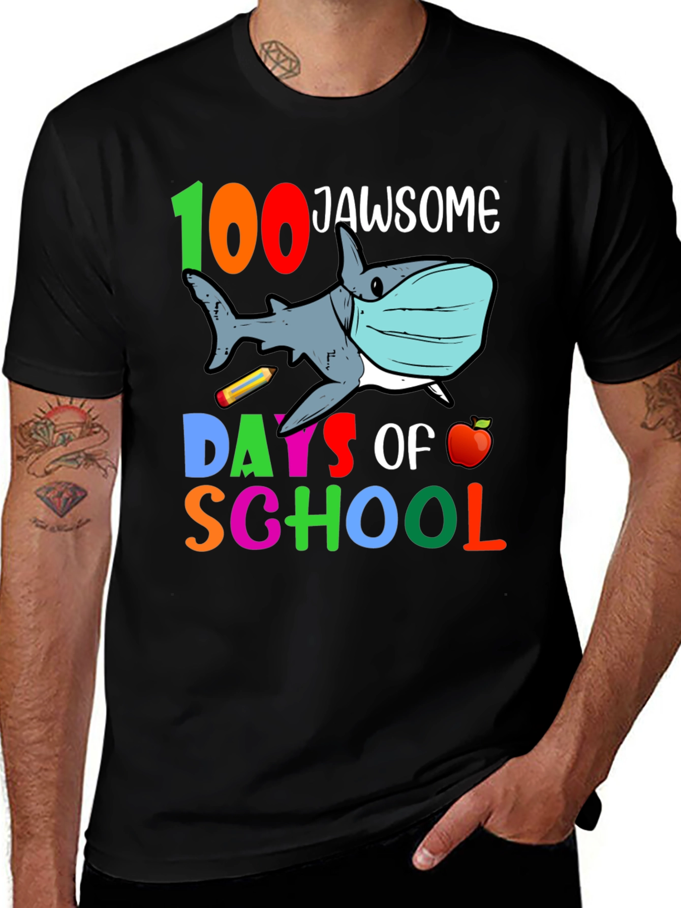 Variant 15 of 100 Days of School Jaw-some Shark T-Shirt