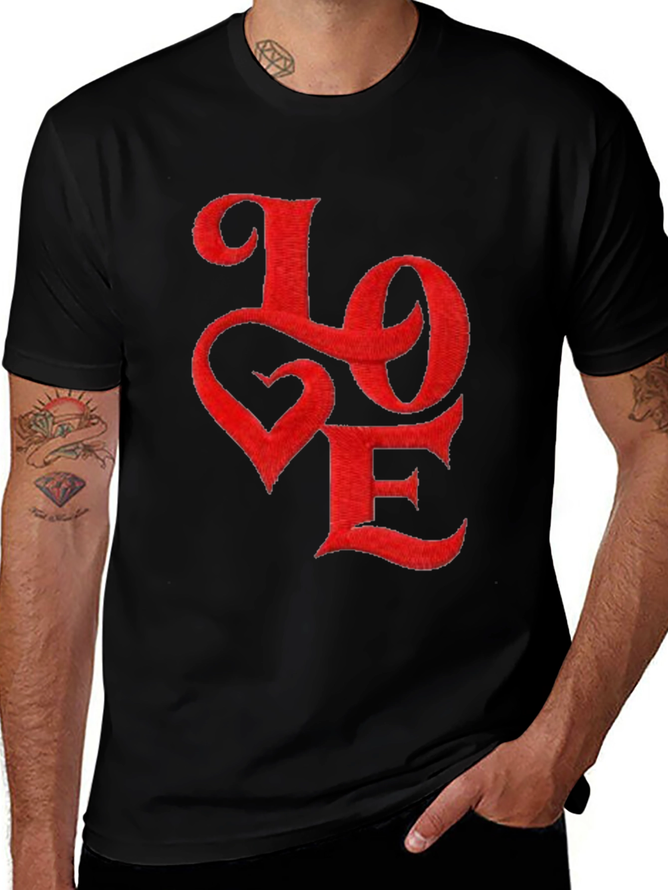 Variant 19 of Love Embroidered Graphic Tee - Soft Cotton Blend