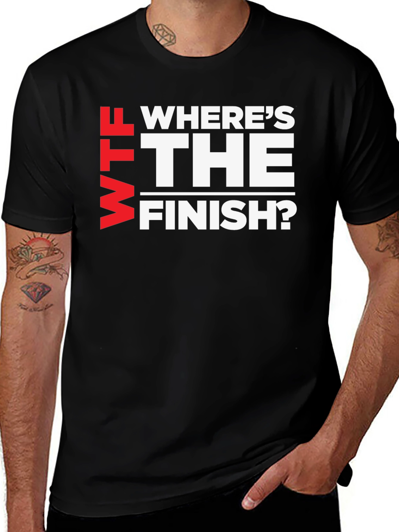 Variant 25 of WTF Where's the Finish Funny Workout T-Shirt