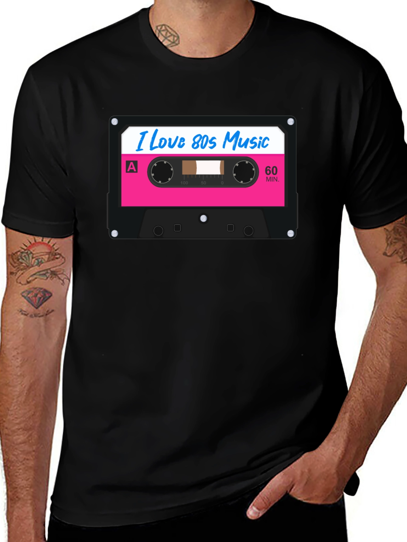 Variant 17 of I Love 80s Music Cassette Tape Graphic T-Shirt