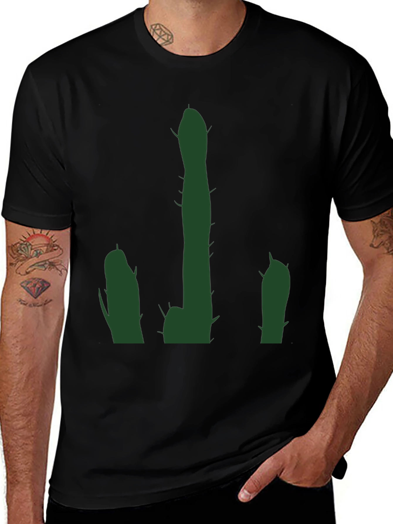 Variant 23 of Cactus Graphic Black T-Shirt - Desert Humor Tee