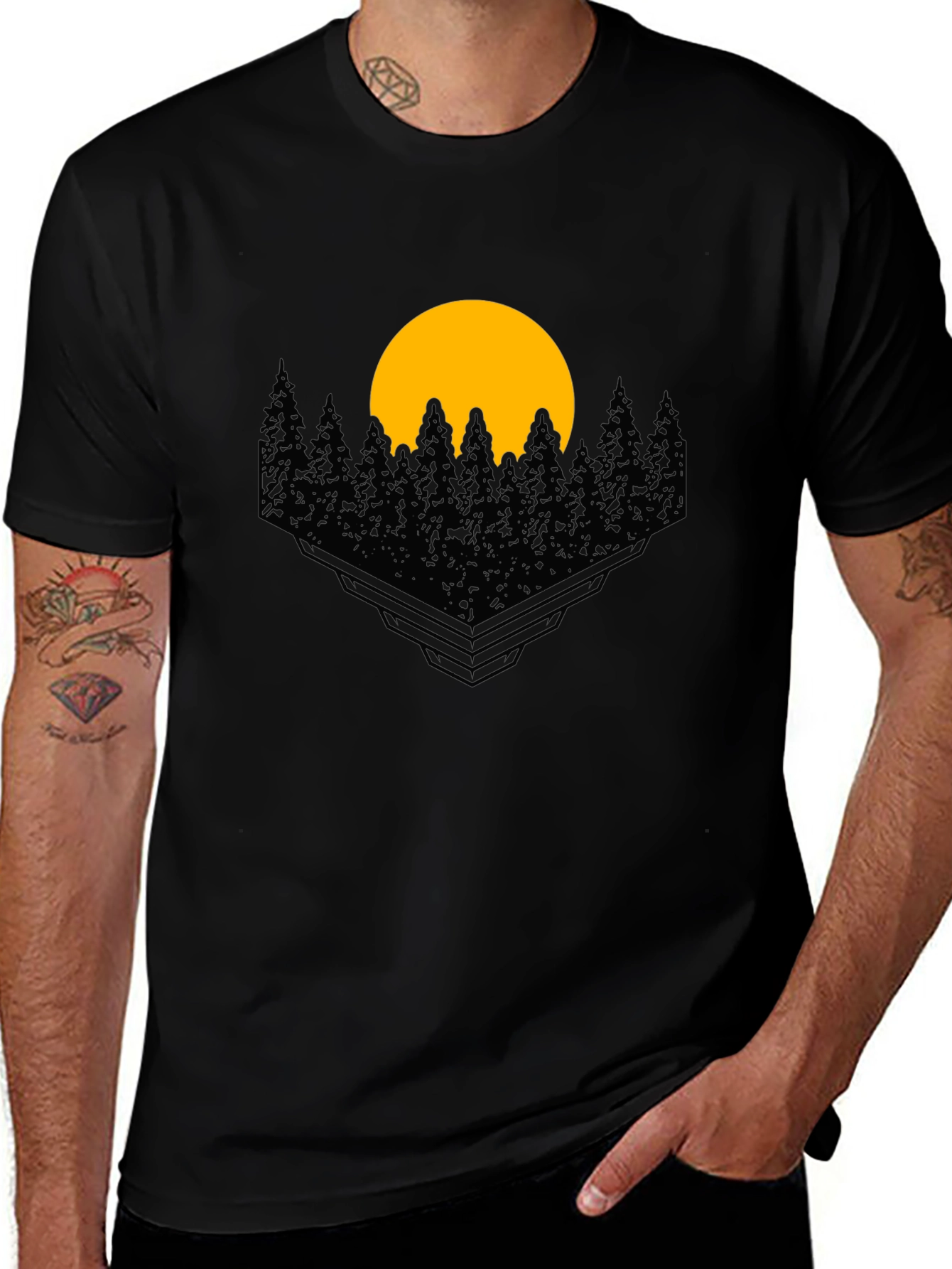 Nature's Embrace Tee - Mountain Forest Graphic T-Shirt
