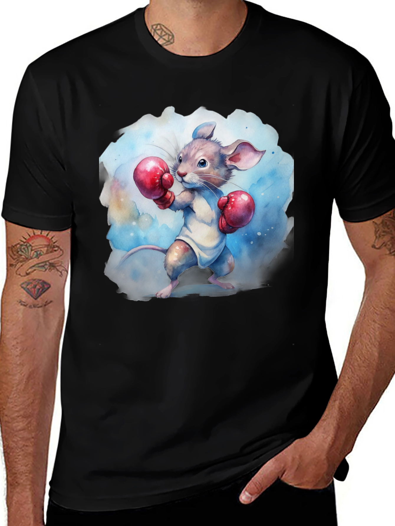 Variant 8 of Boxing Mouse Graphic Tee - Quirky Men's T-Shirt