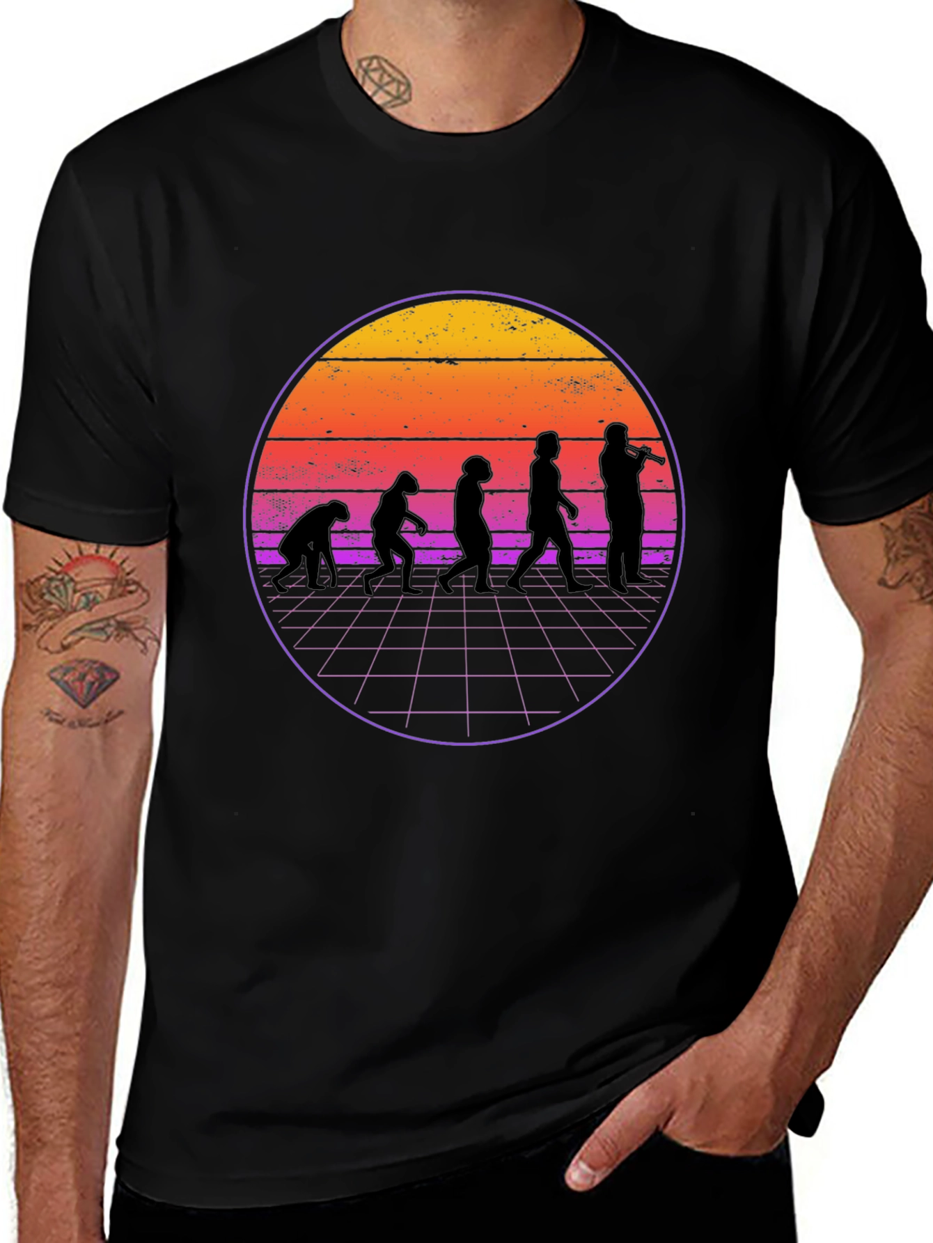 Variant 11 of Evolution Musician T-Shirt Retro Style