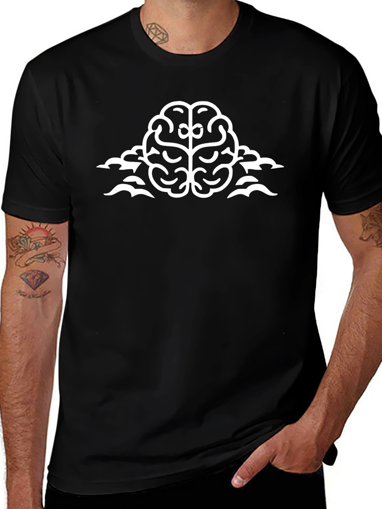 Variant 27 of Brain Cloud T-Shirt - Black Crew Neck Tee