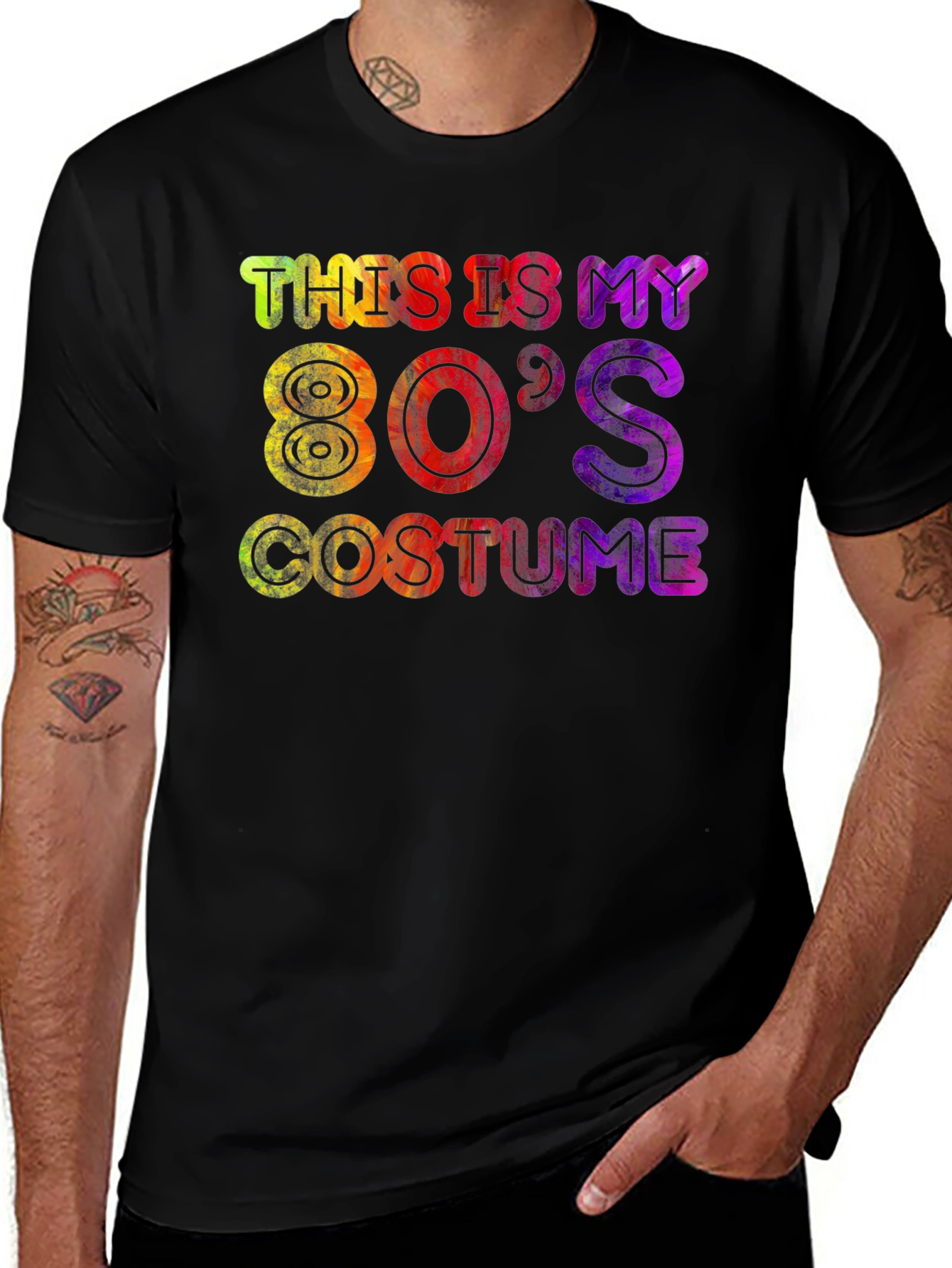 Black 80's Costume T-Shirt - Retro Party Tee main image
