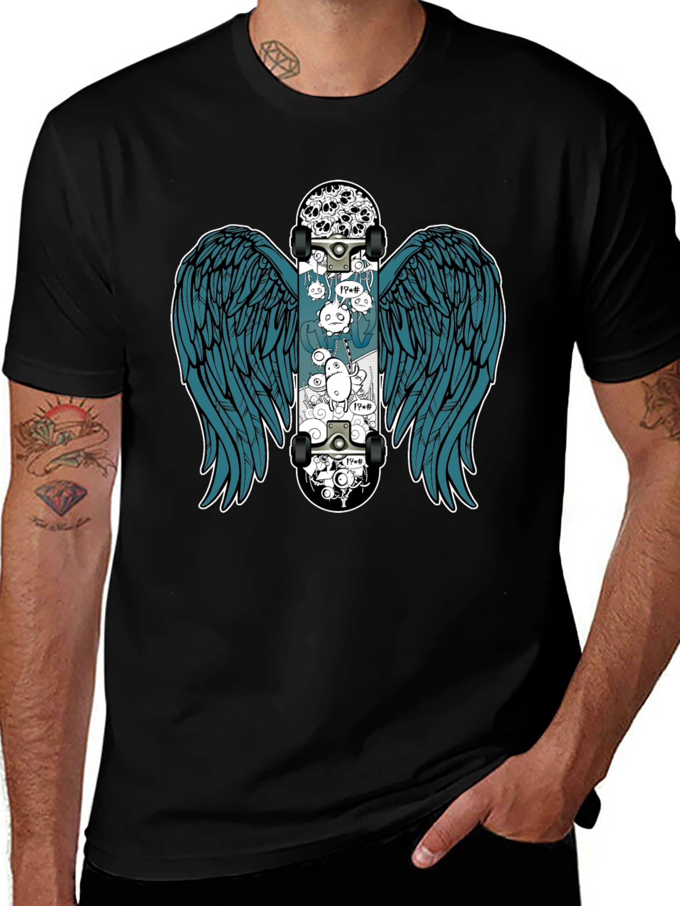 Variant 15 of Winged Skateboard Graphic T-Shirt