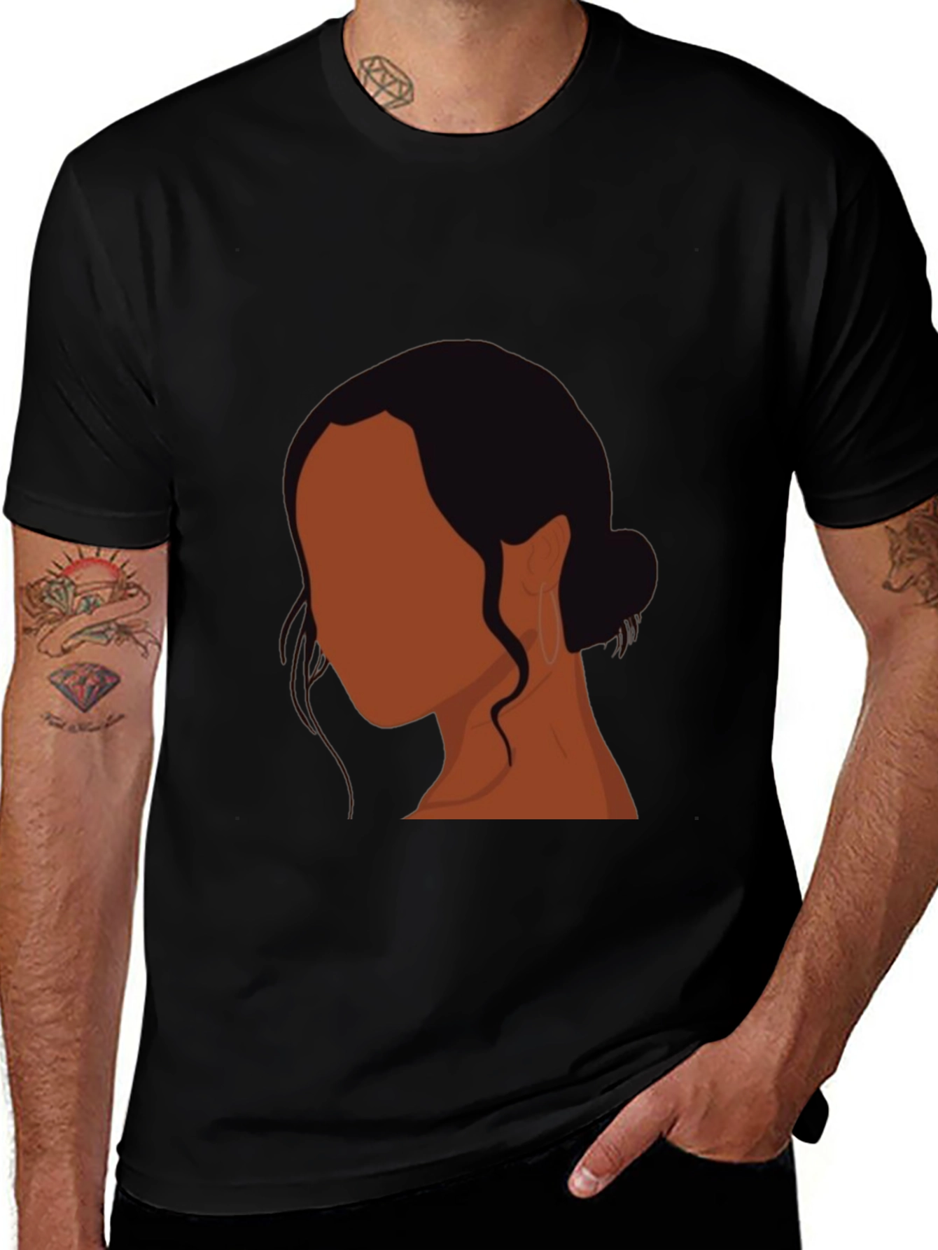 Variant 18 of Minimalist Woman Portrait Black T-Shirt