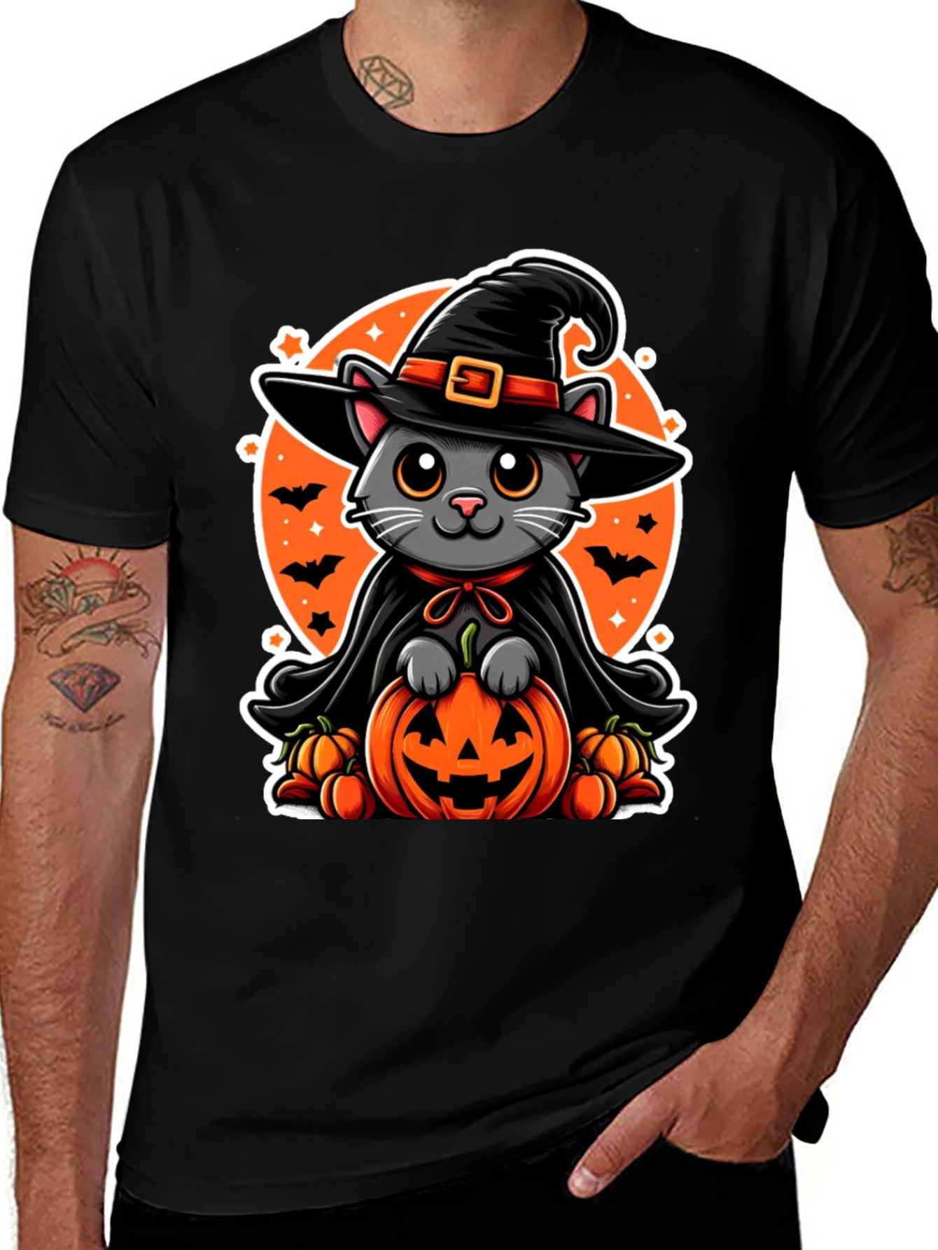 Variant 23 of Halloween Cat Witch T-Shirt