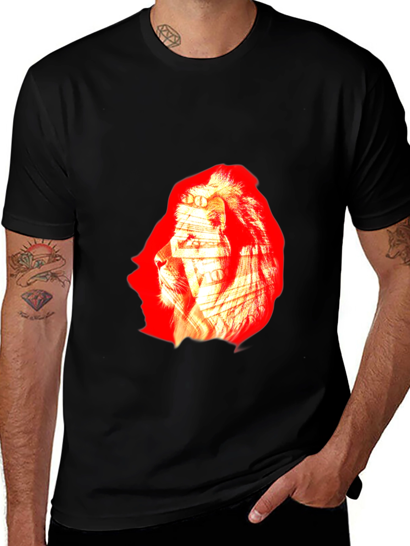Variant 8 of Lion Graphic Print Black T-Shirt