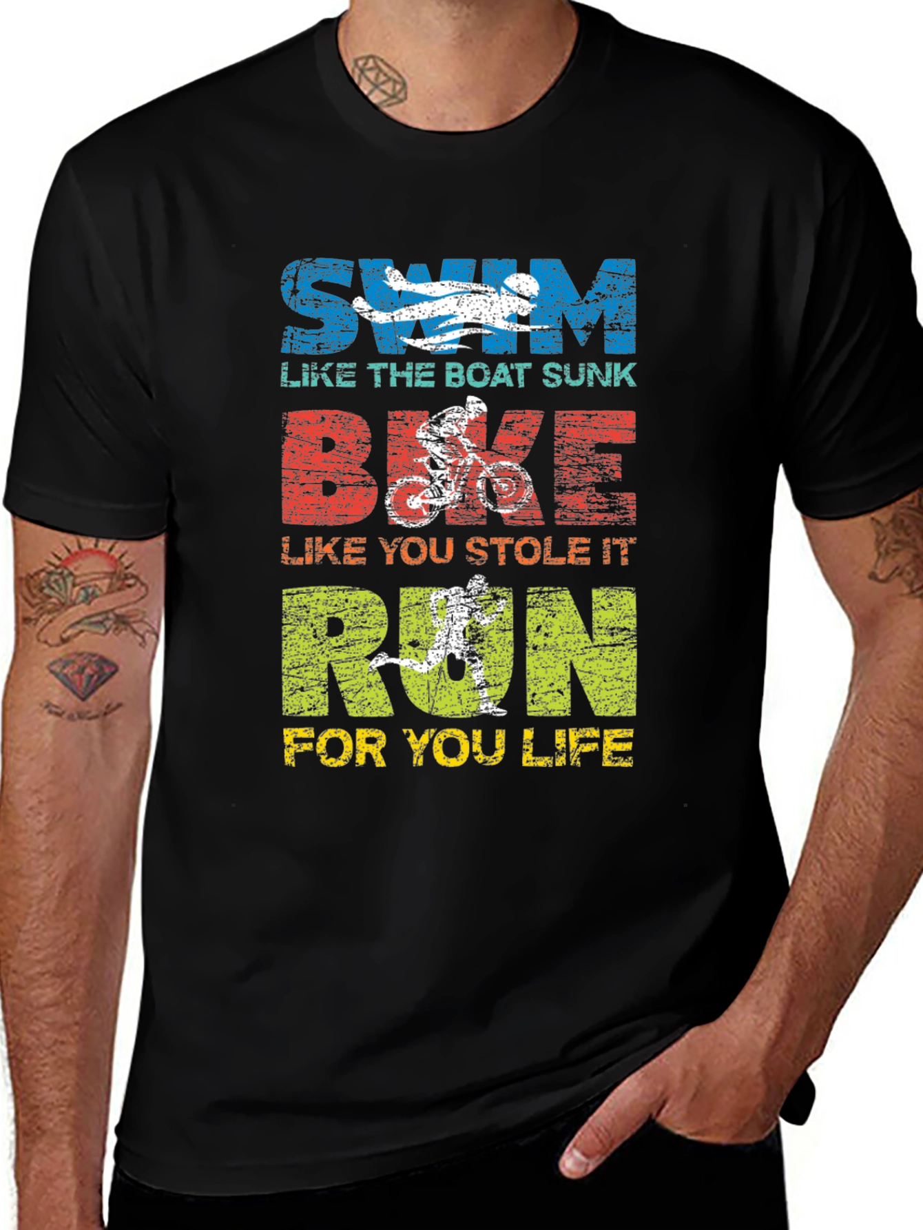 Variant 17 of Triathlon Motivational Graphic T-Shirt