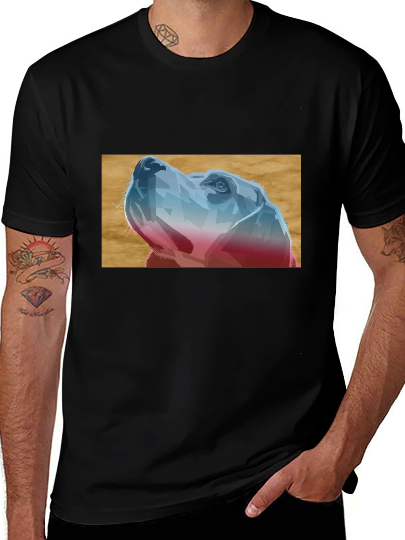 Variant 4 of Dog Art Black T-Shirt