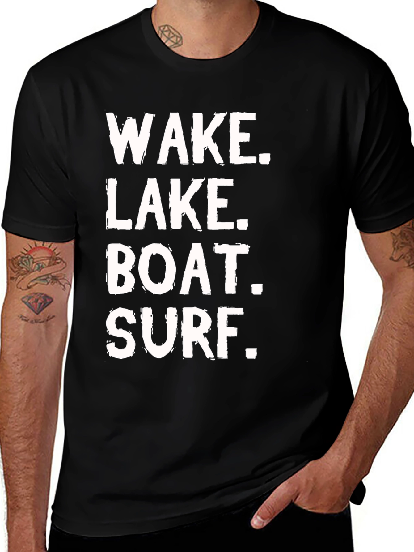 Variant 7 of Wake Lake Boat Surf T-Shirt Black