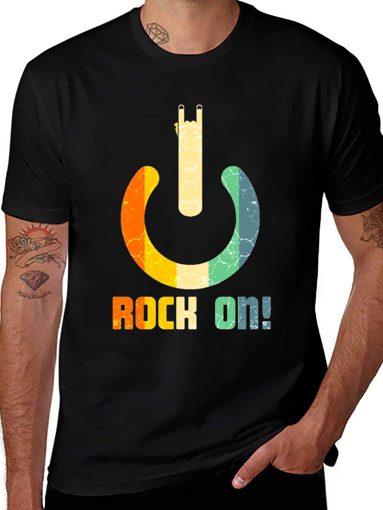 Variant 19 of Rock On Graphic Tee - Vintage Style Power Symbol