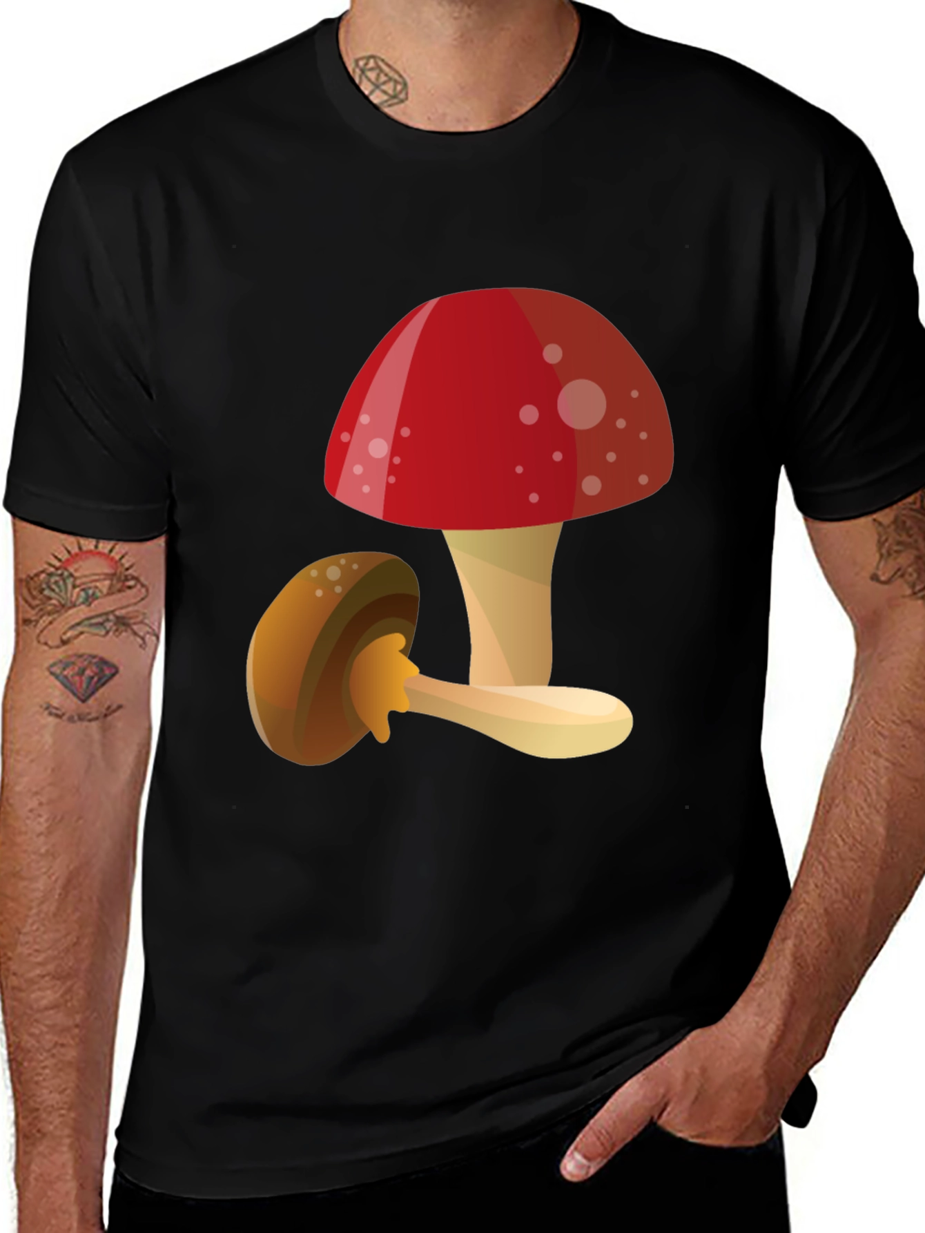 Black Mushroom Graphic T-Shirt - Funky Casual Tee main image