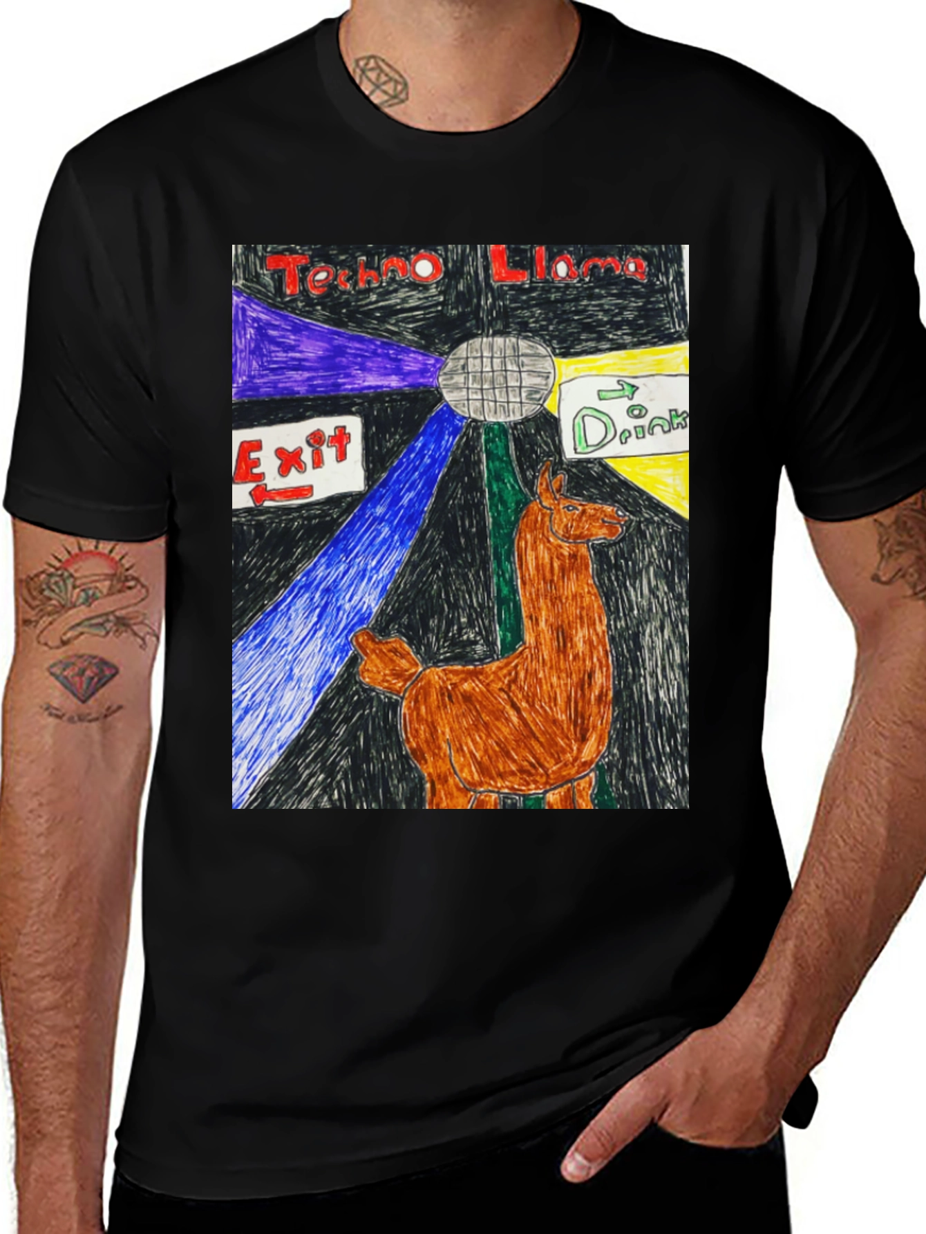 Techno Llama T-Shirt - Quirky Graphic Tee