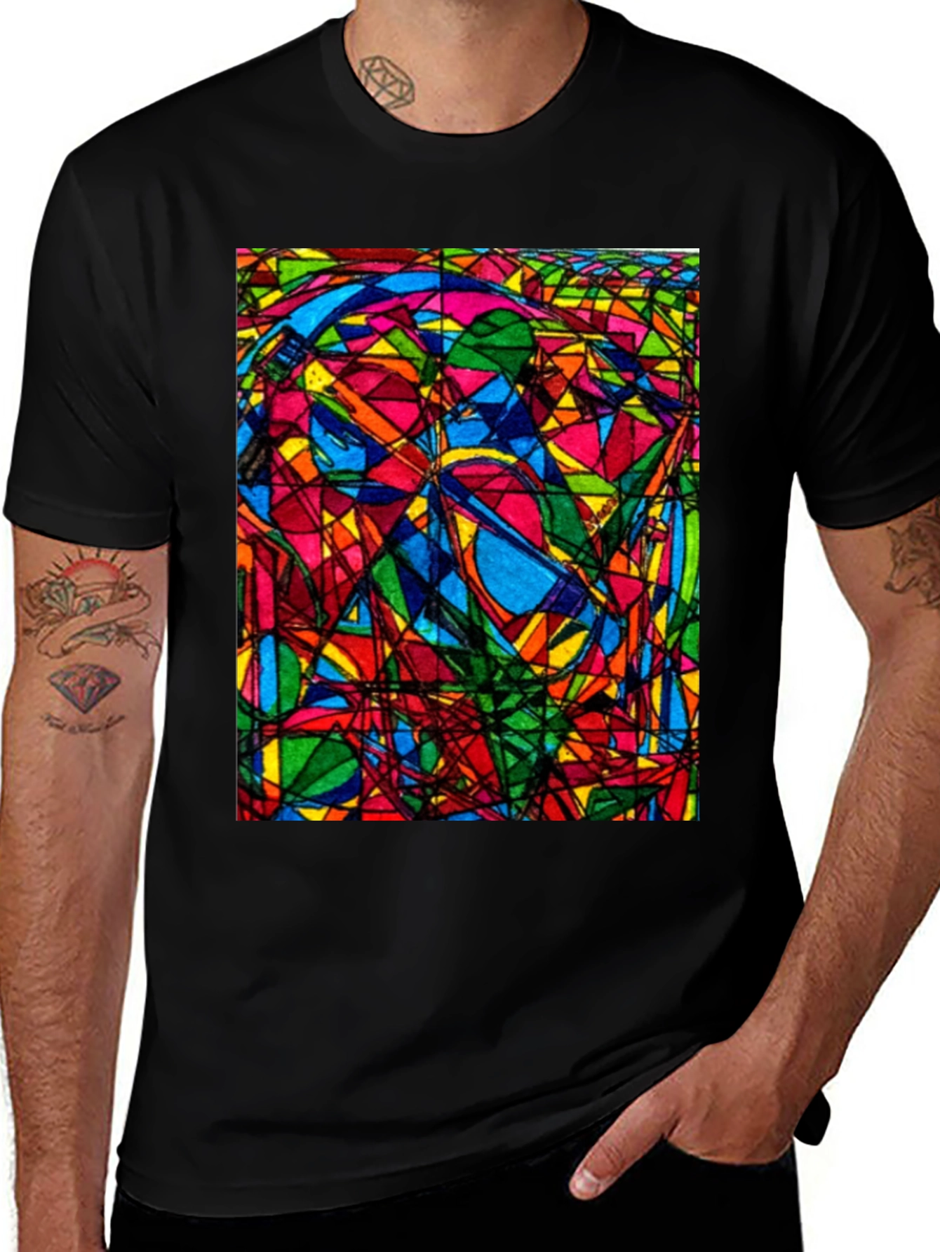 Variant 30 of Abstract Geometric Art Print Black T-Shirt