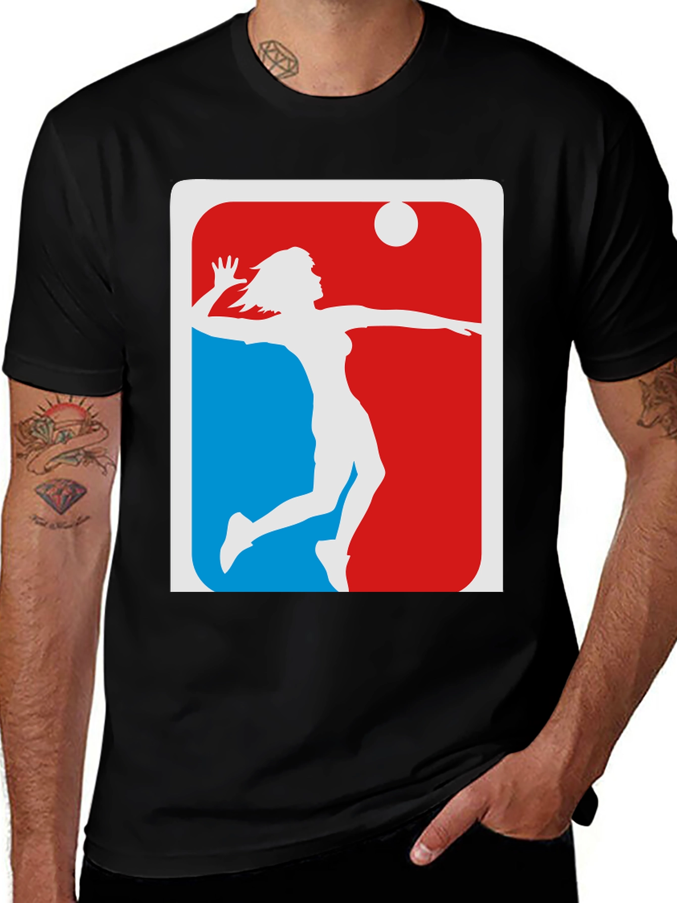 Variant 22 of Volleyball Player Graphic Tee - Black Cotton Blend T-Shirt