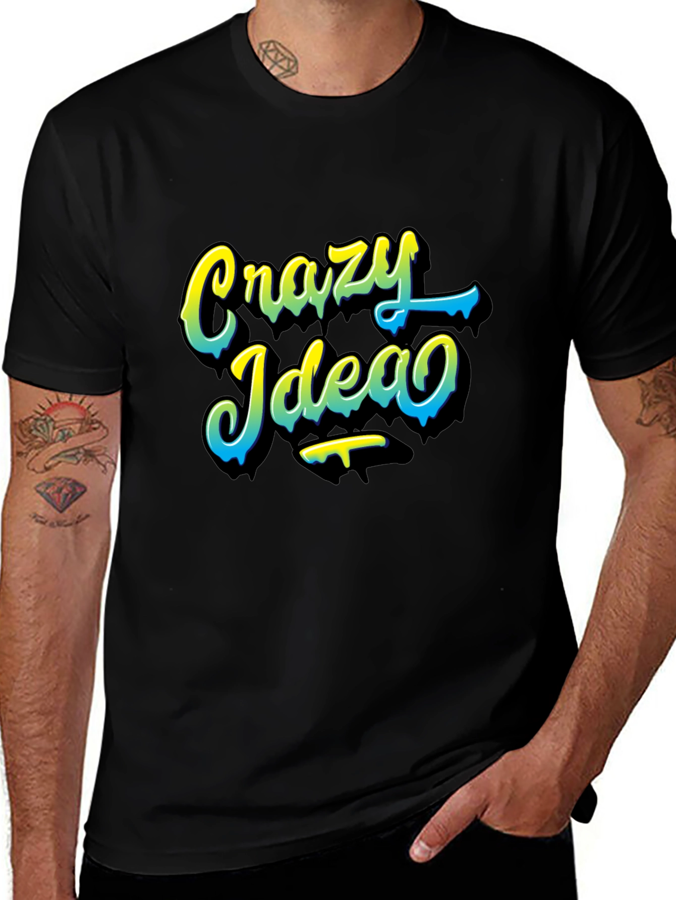 Variant 5 of Crazy Idea Graphic Tee - Black Casual T-Shirt