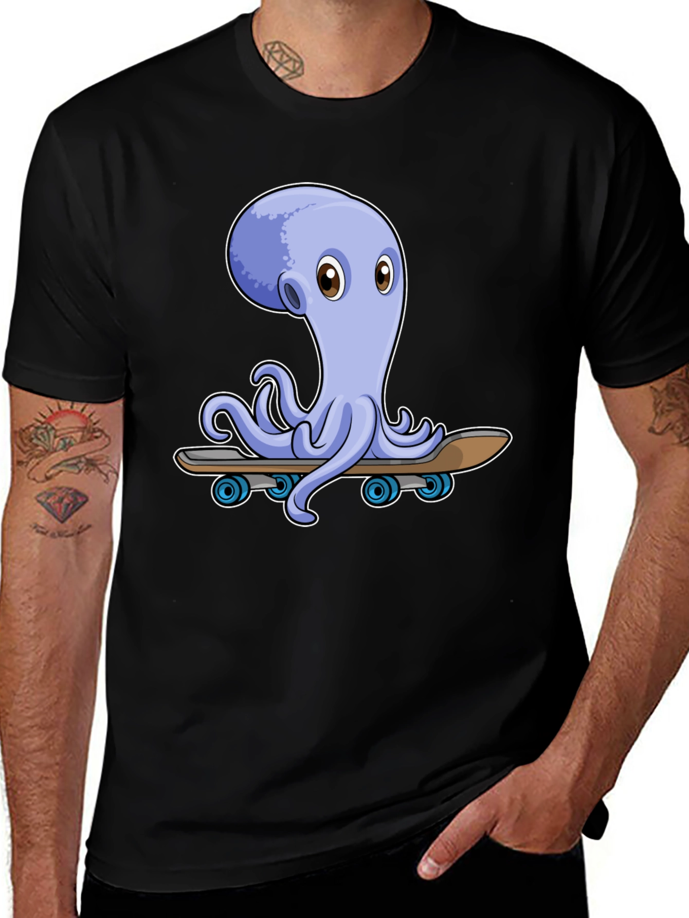Variant 28 of Octopus Skateboard Graphic Tee - Unique Design