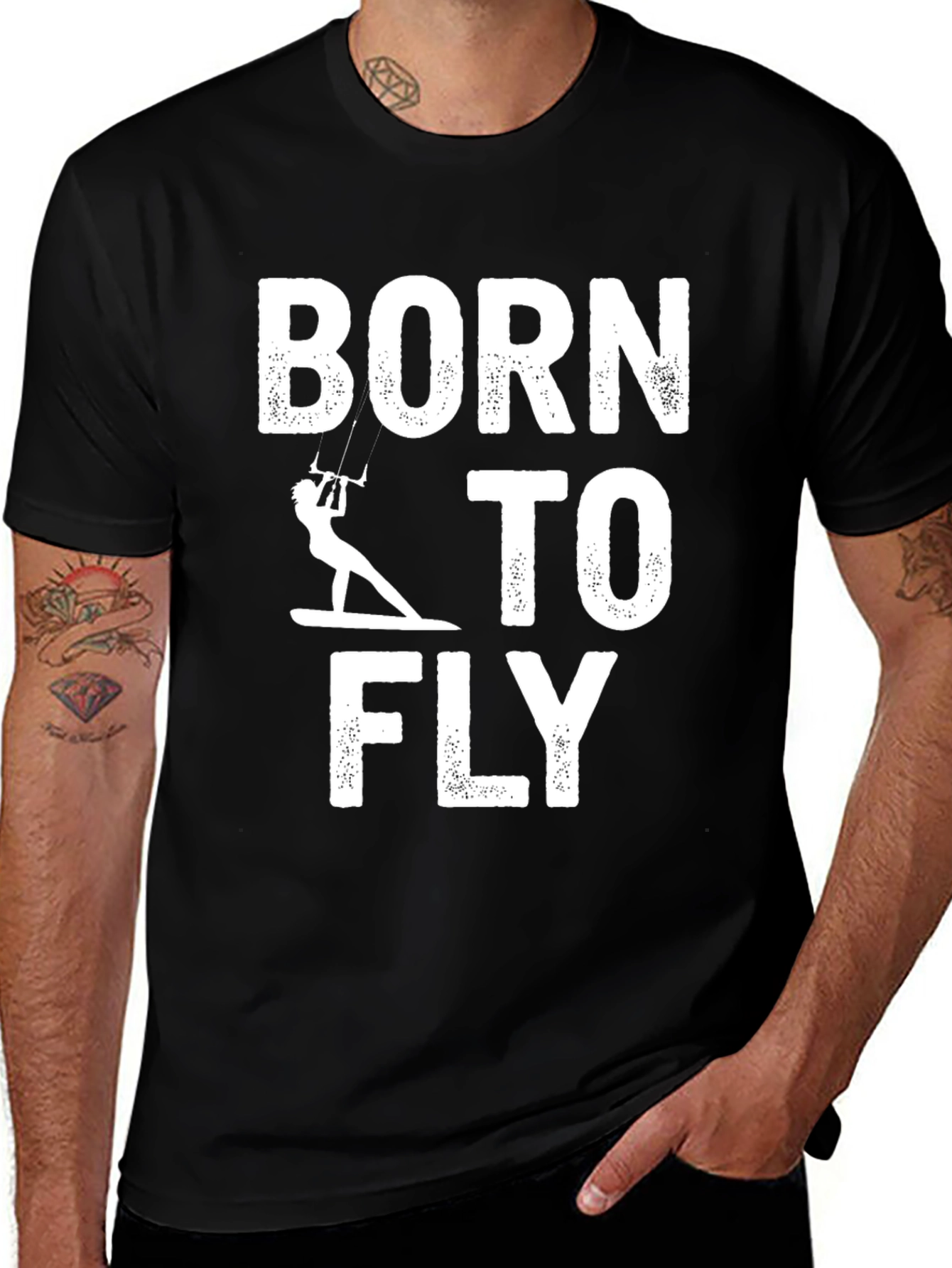Variant 26 of Born to Fly Kitesurfing T-Shirt - Black