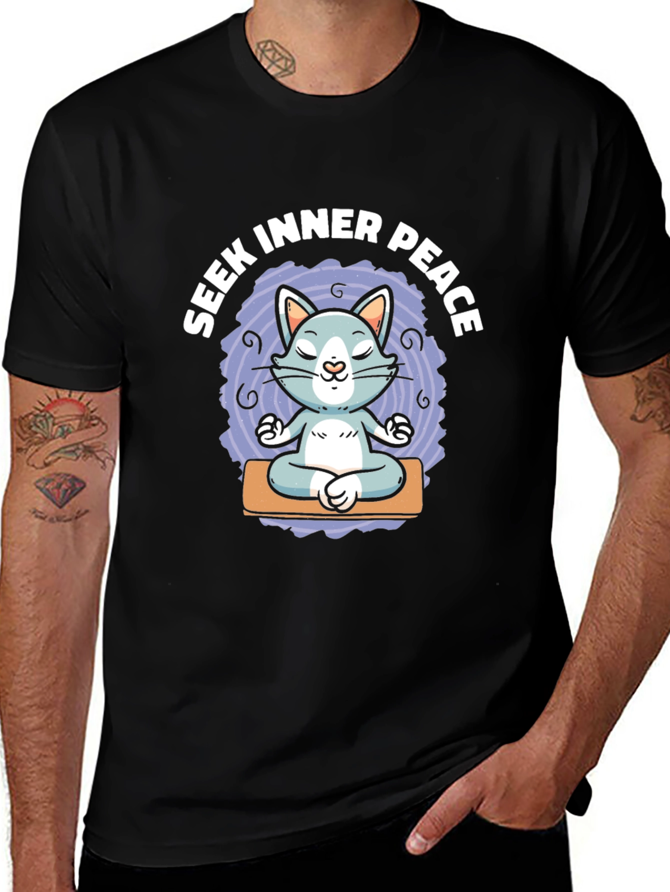 Variant 6 of Seek Inner Peace Cat T-Shirt, Yoga Kitten Shirt